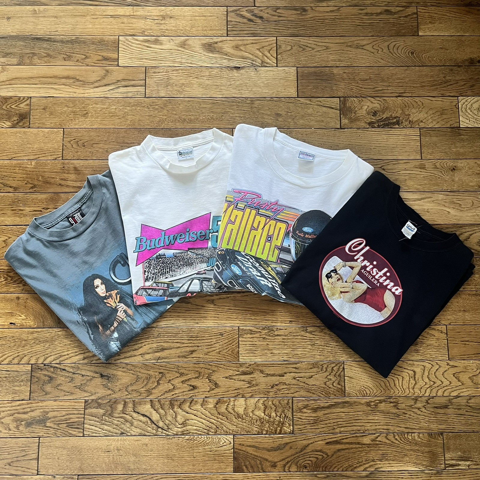 Vintage T Shirt Lot of 4 Tees Bundle Y2K 90s Mix Lot Pop Culture and racing
