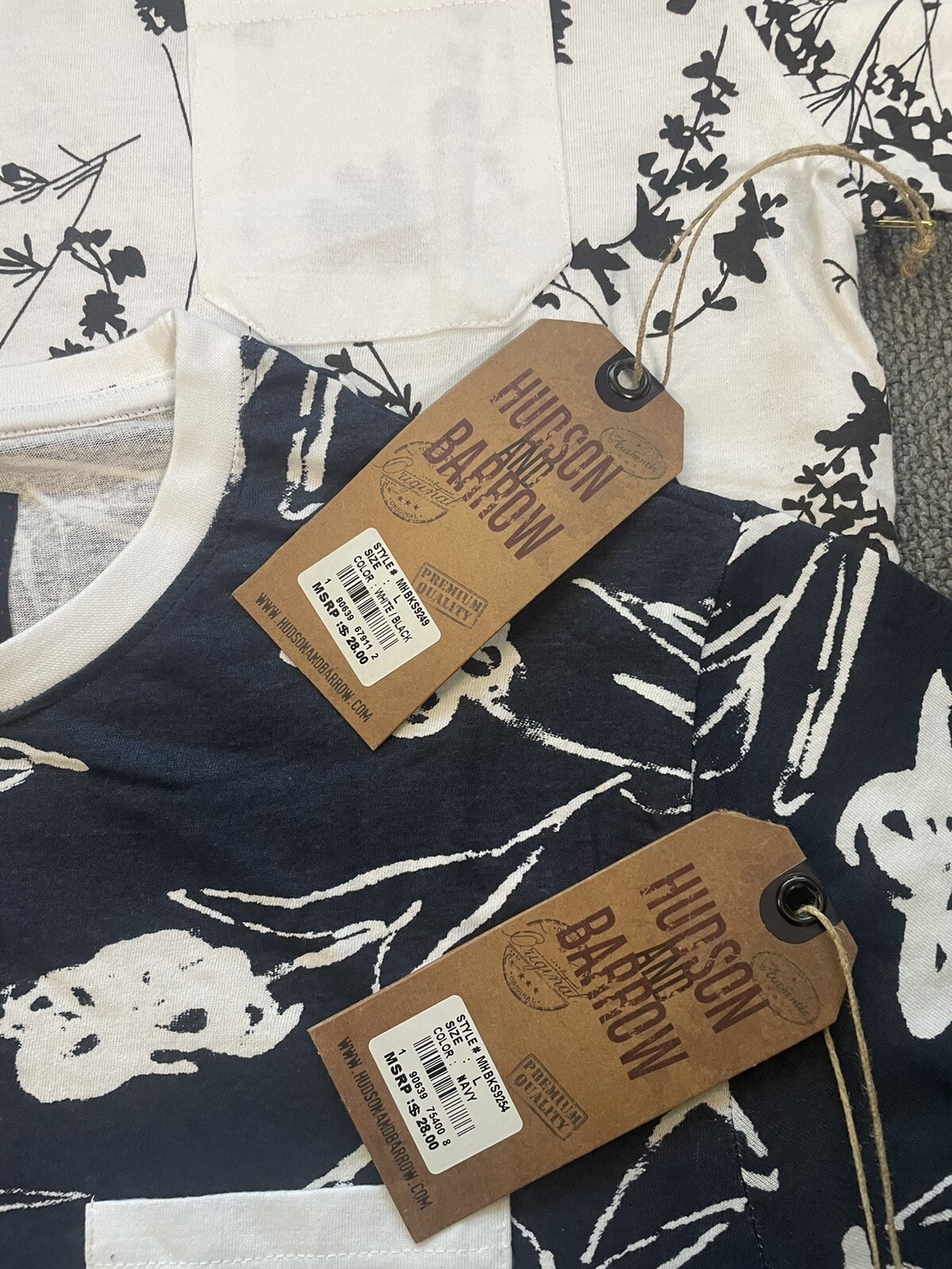 HUDSON AND BARROW 2 Pack of Springs Shirts White/Black + Navy Pick Your Size