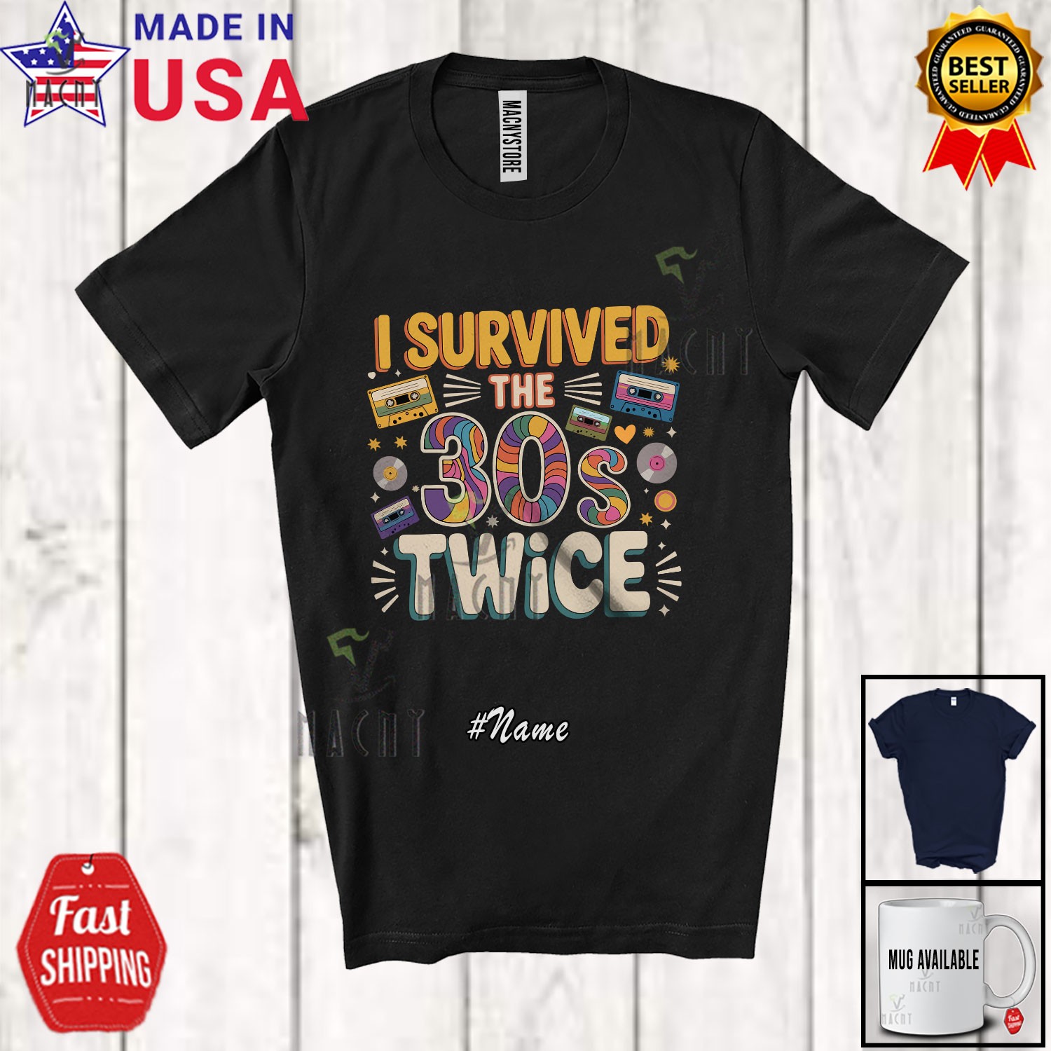 Custom Name Survived 30s Twice; Joyful 30 Years Old 40th Classic Birthday Shirt