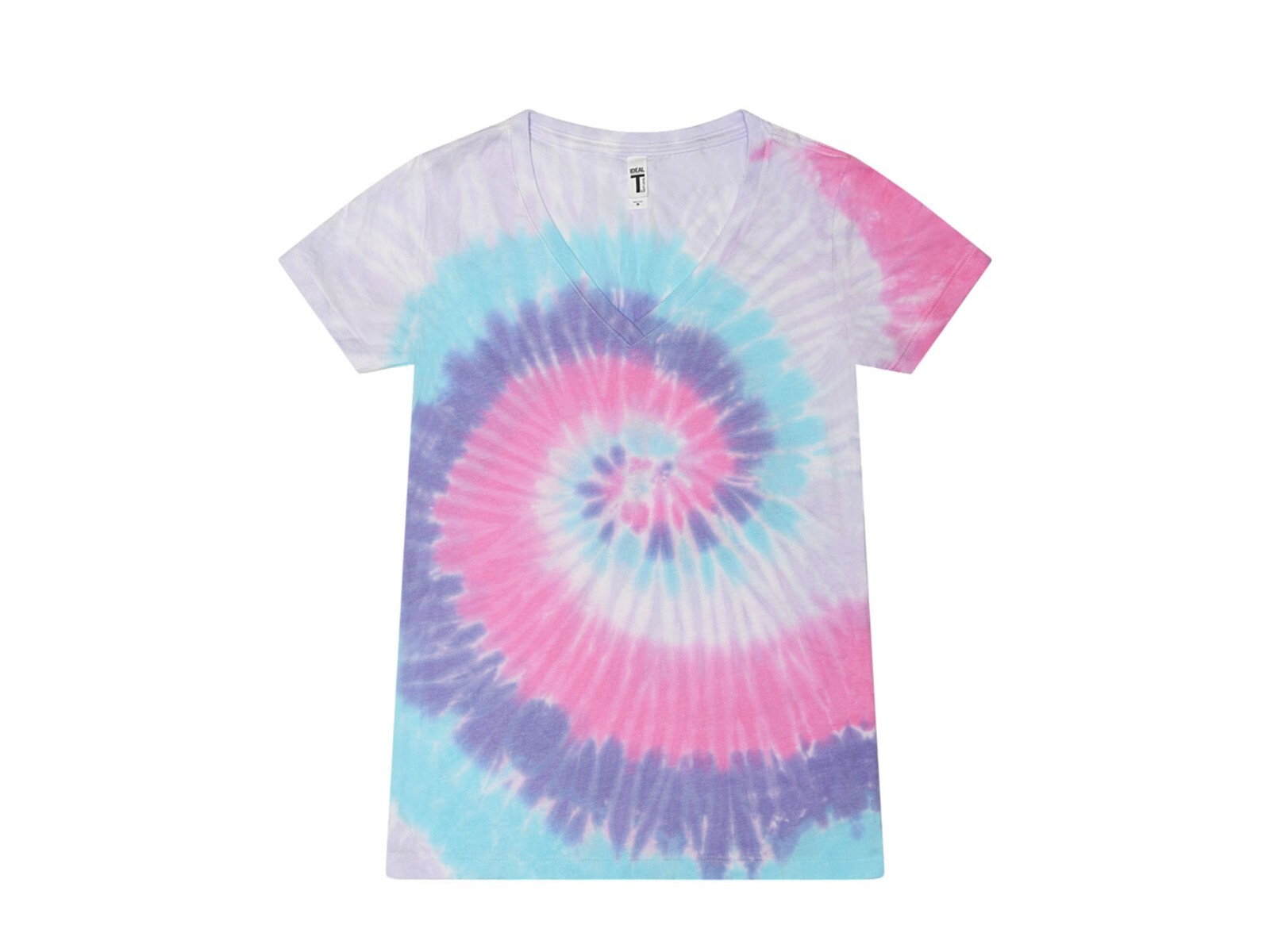 Multi-Color V-Neck Tie Dye T-Shirts Adults Short Sleeve Cotton Colortone