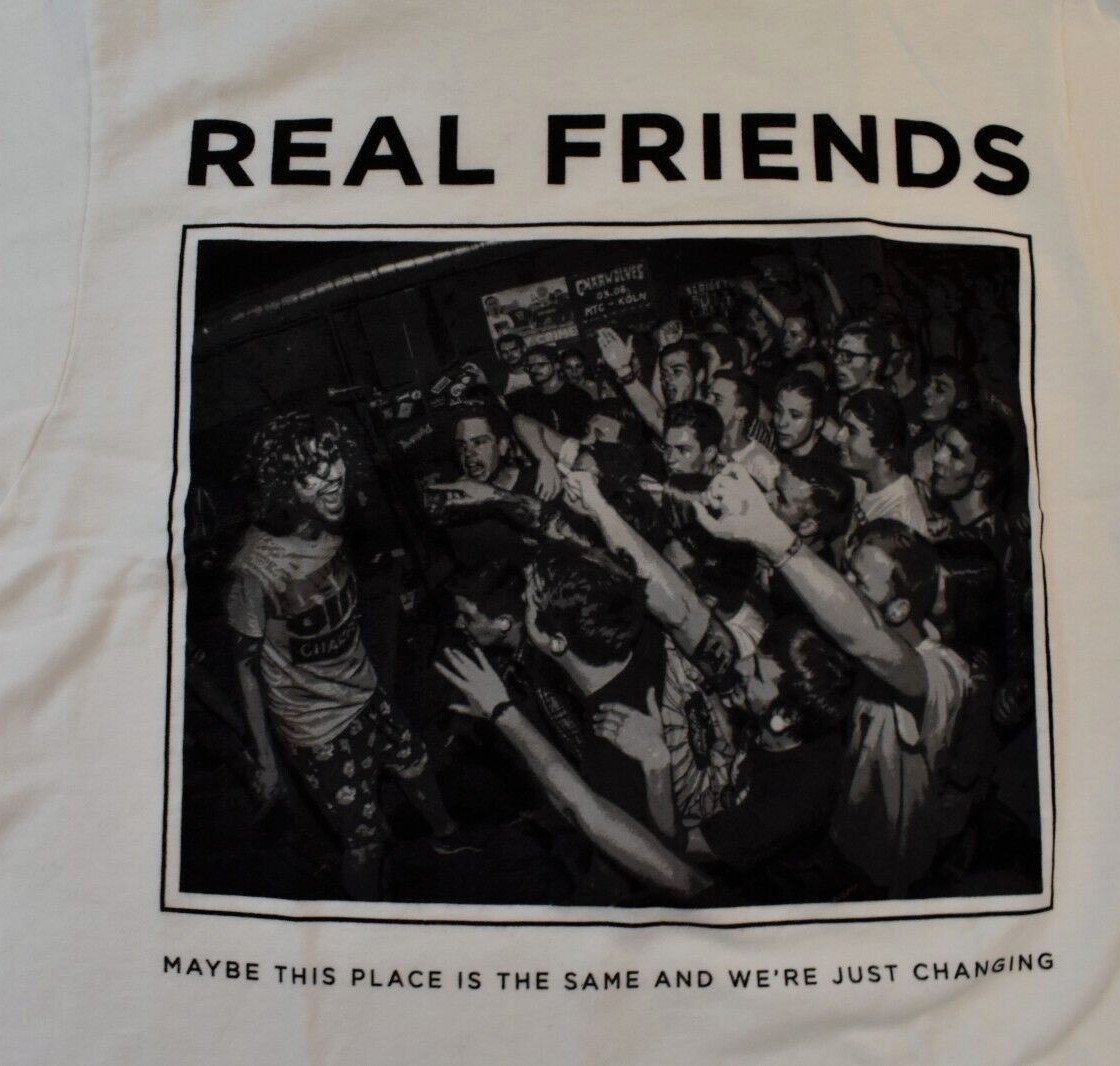 Real Friends Mens Concert Crowd Maybe This Place is the Same White Shirt New XS