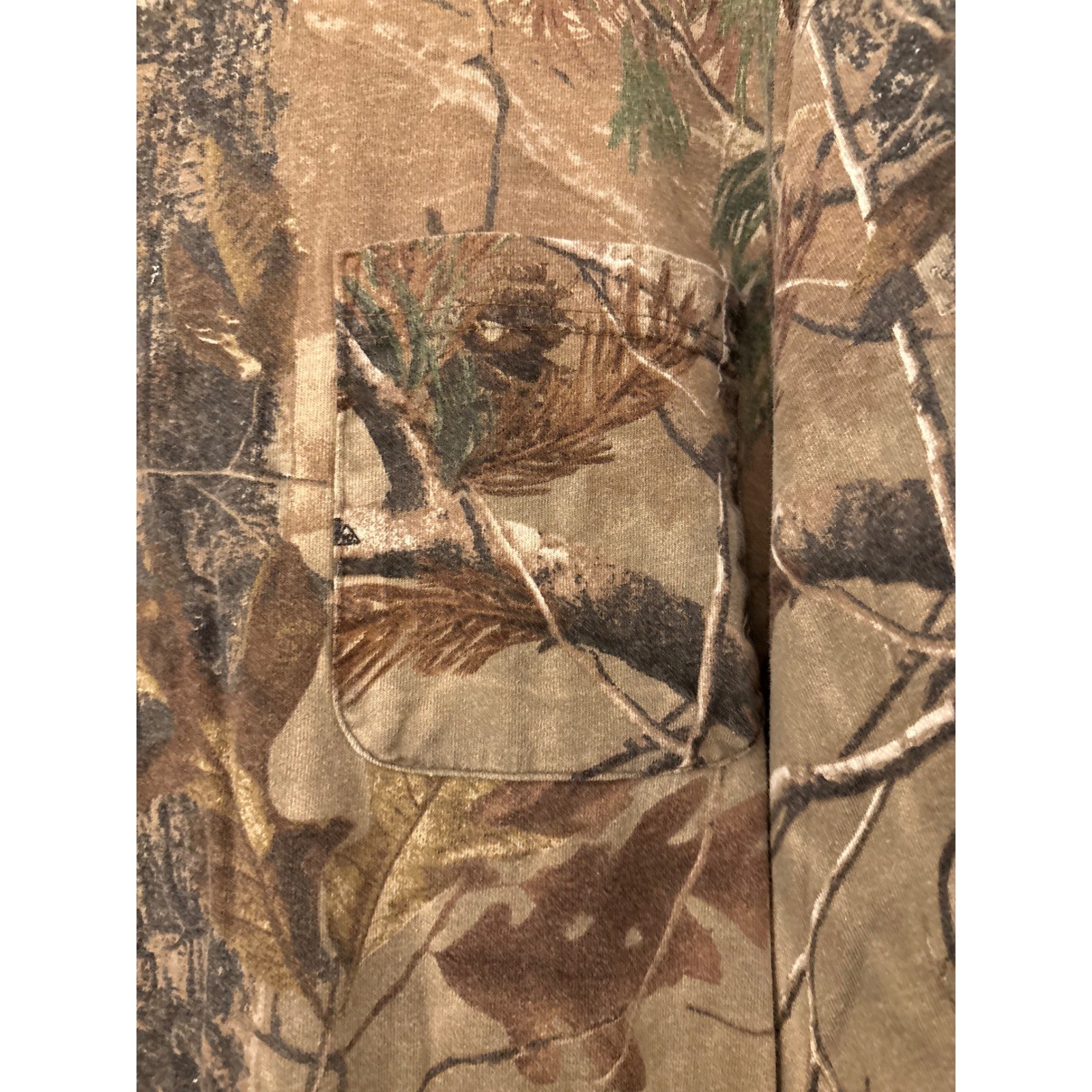 Liberty Mens Camo Long Sleeve Pocket T-Shirt Brown Green Camouflage Size XL
