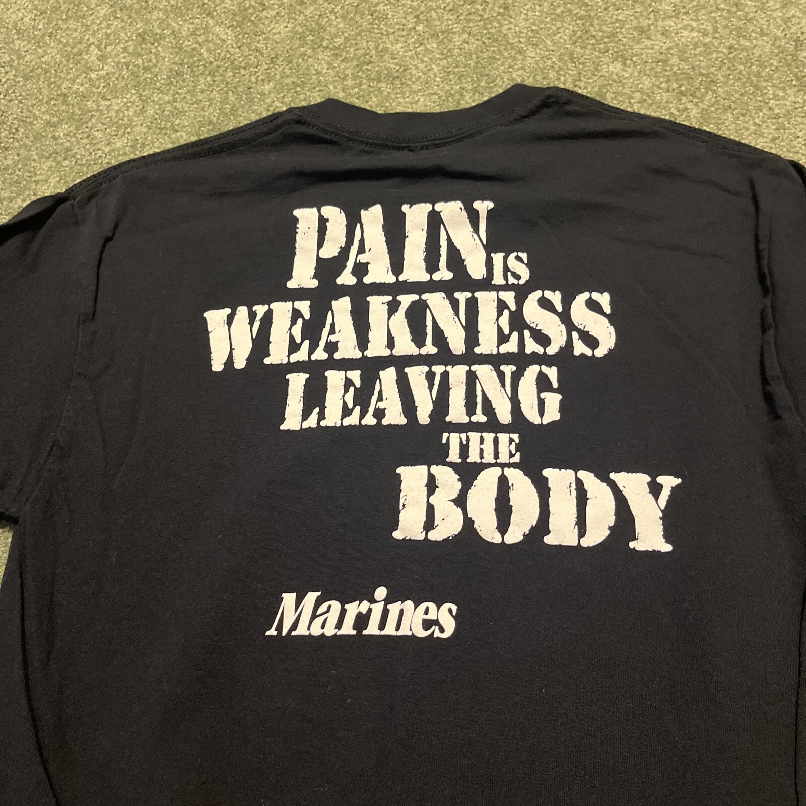 Men’s Medium United States Marines Black Double Sided Graphic Print T Shirt Top