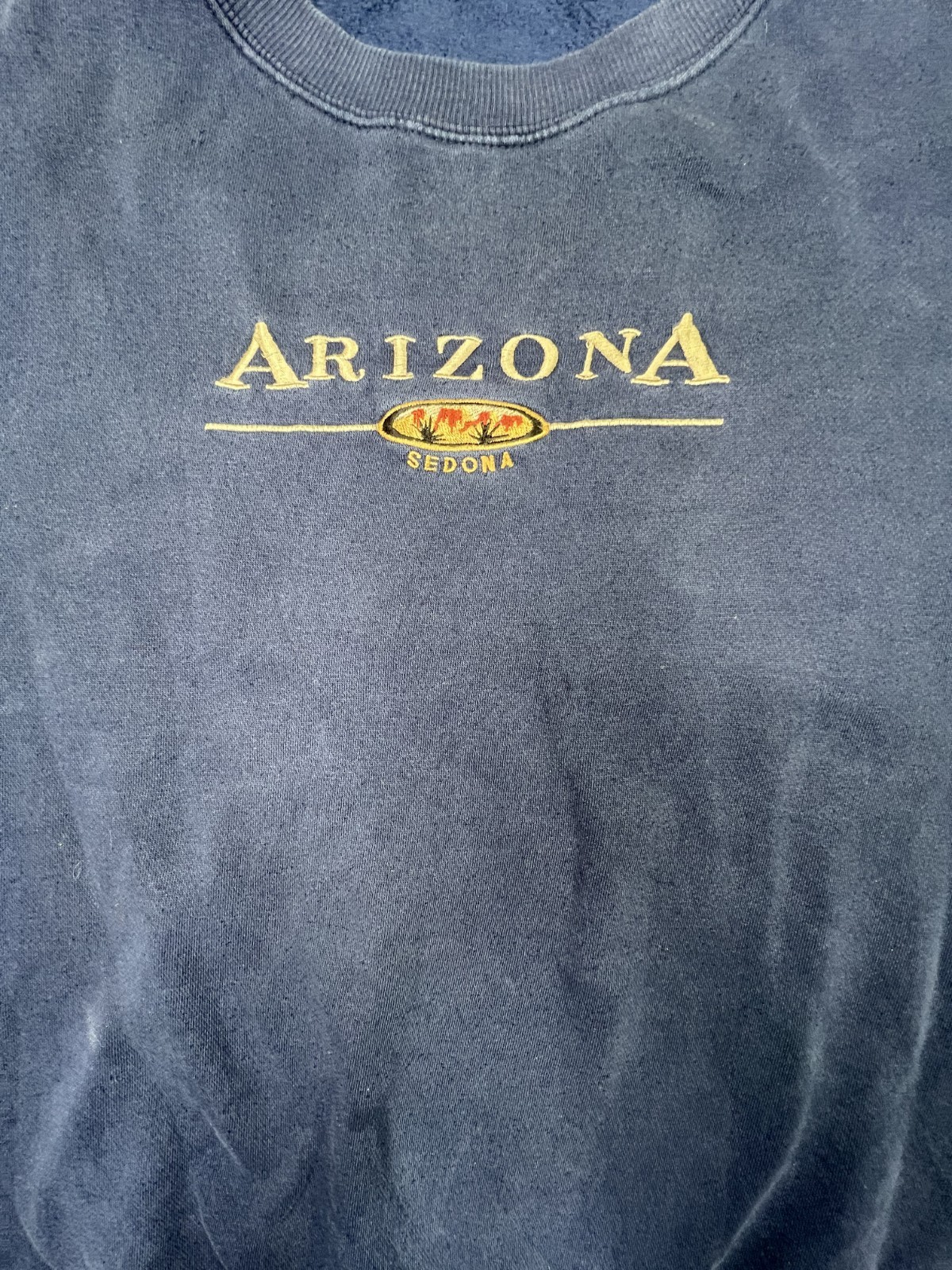 Vintage Sedona Arizona Crew Neck Heavy Shirt Vtg Nave Blue Embroidered 90s