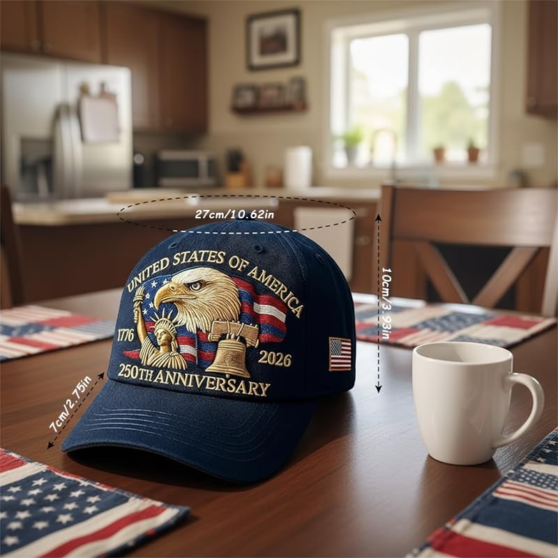 250 Anniversary USA Hat â€“ United States 250th Anniversary Adjustable Cyan