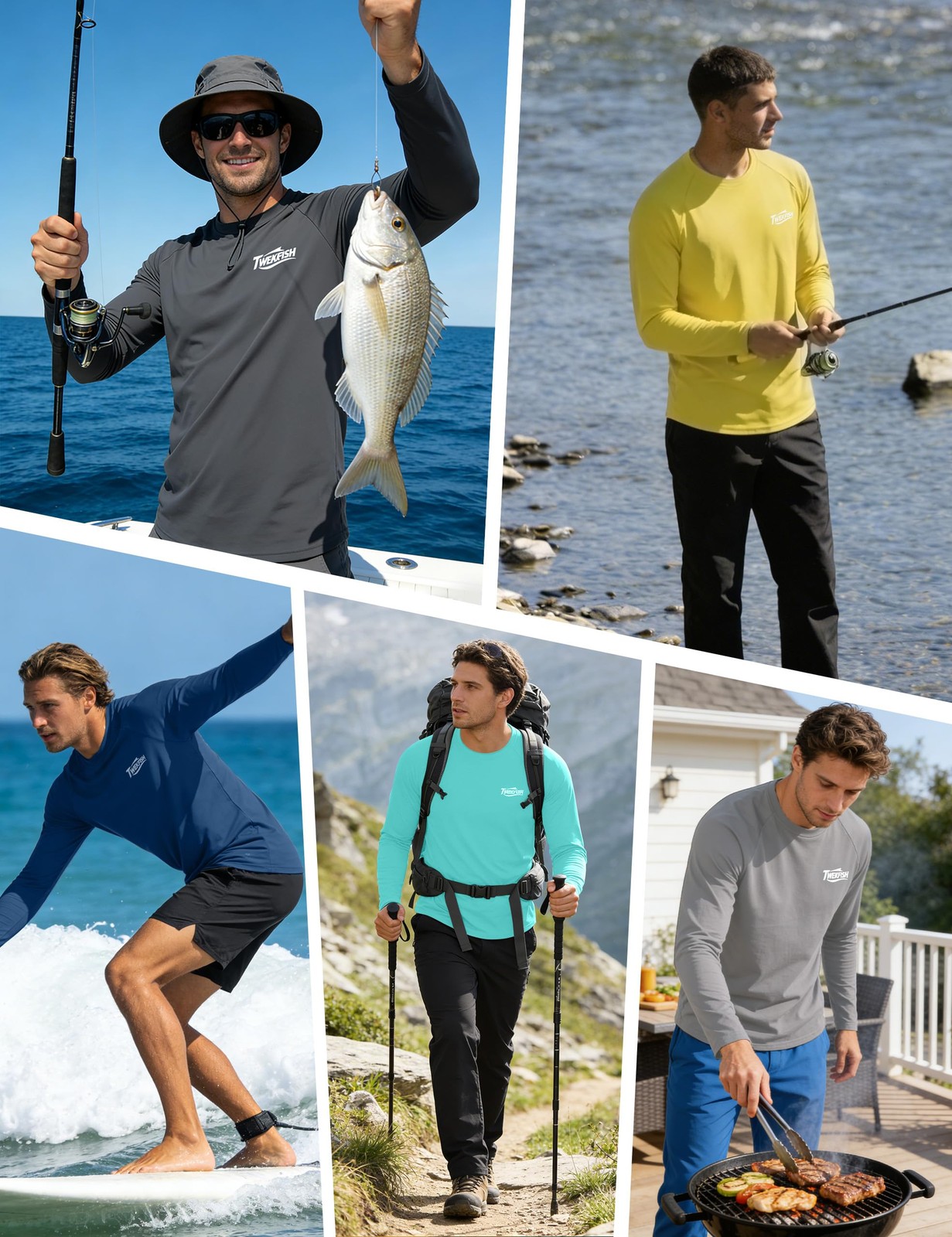 Twekfish Men’s UPF 50+ Fishing Shirt, Long Sleeve UV Protection Sun Shirt, Qu…