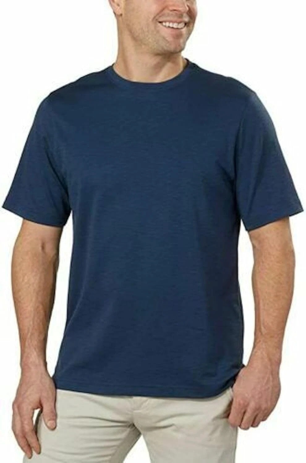 Kirkland Signature Men’s L Blue Pima Cotton Crewneck T-Shirt i1868