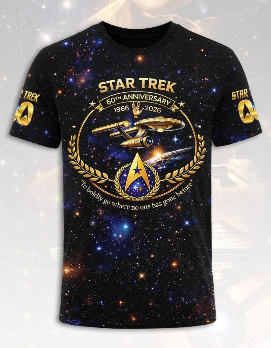 Star Trek 60th Anniversary Shirt 1966-2026 All Over Print Galaxy T-Shirt 2Sided