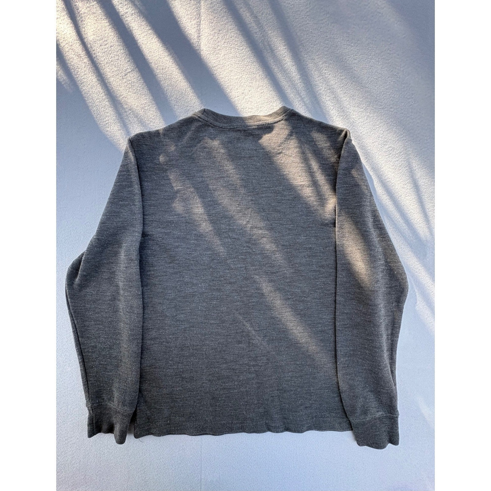 St Johns Bay Mens Long Sleeve Pocket T-Shirt Charcoal Gray Heather Crew Neck XL