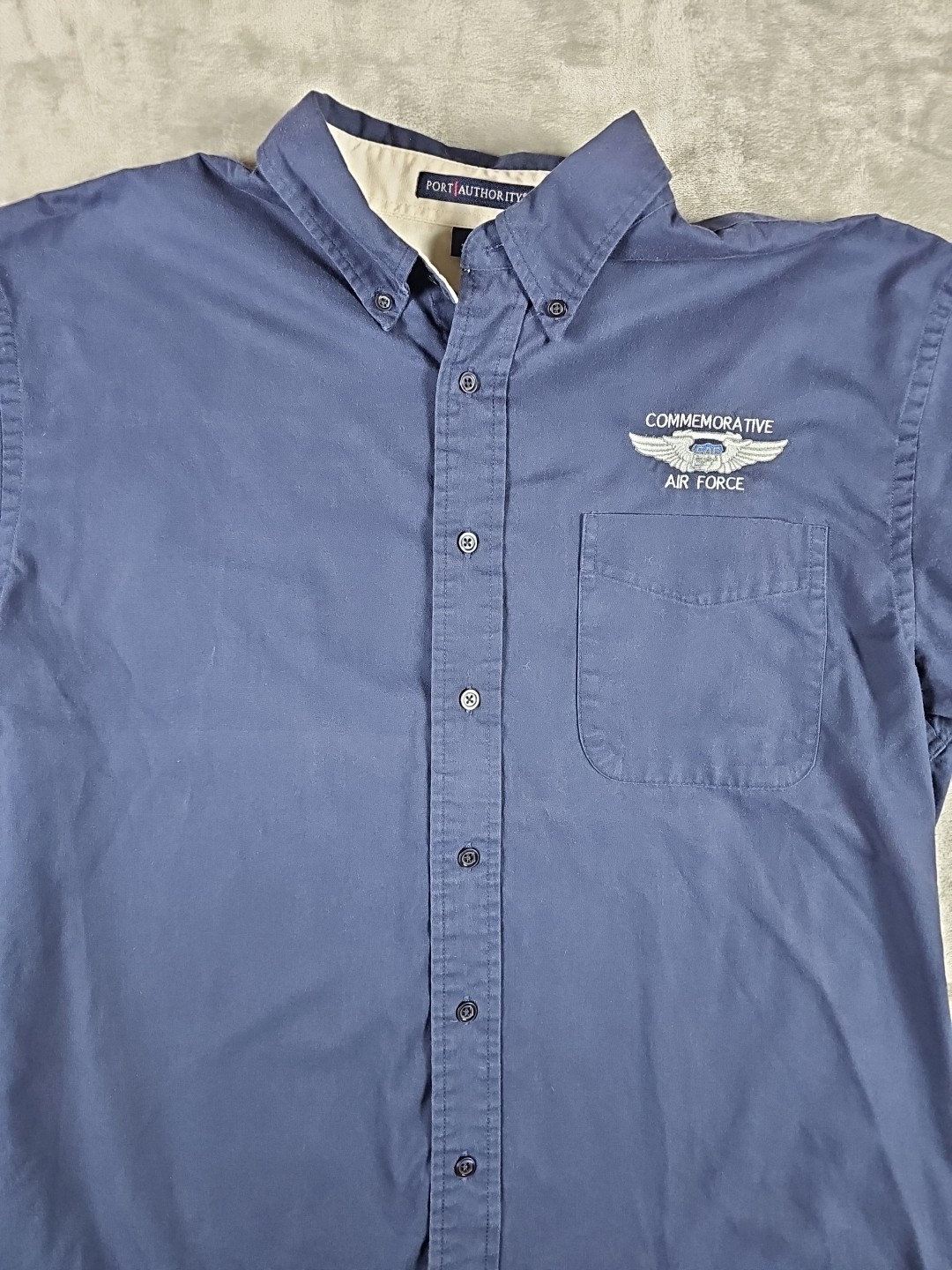 Air Force Shirt (Commemorative) Mens Size Large. Blue. Short Sleeve. Military