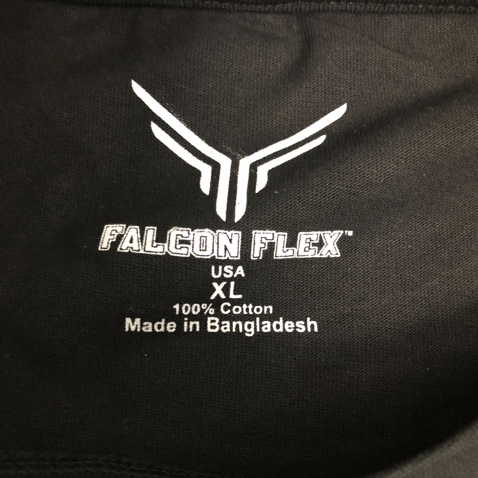 NWT Falcon Flex Men’s XL Black Short Sleeve T Shirt Large Logo On Back Cotton