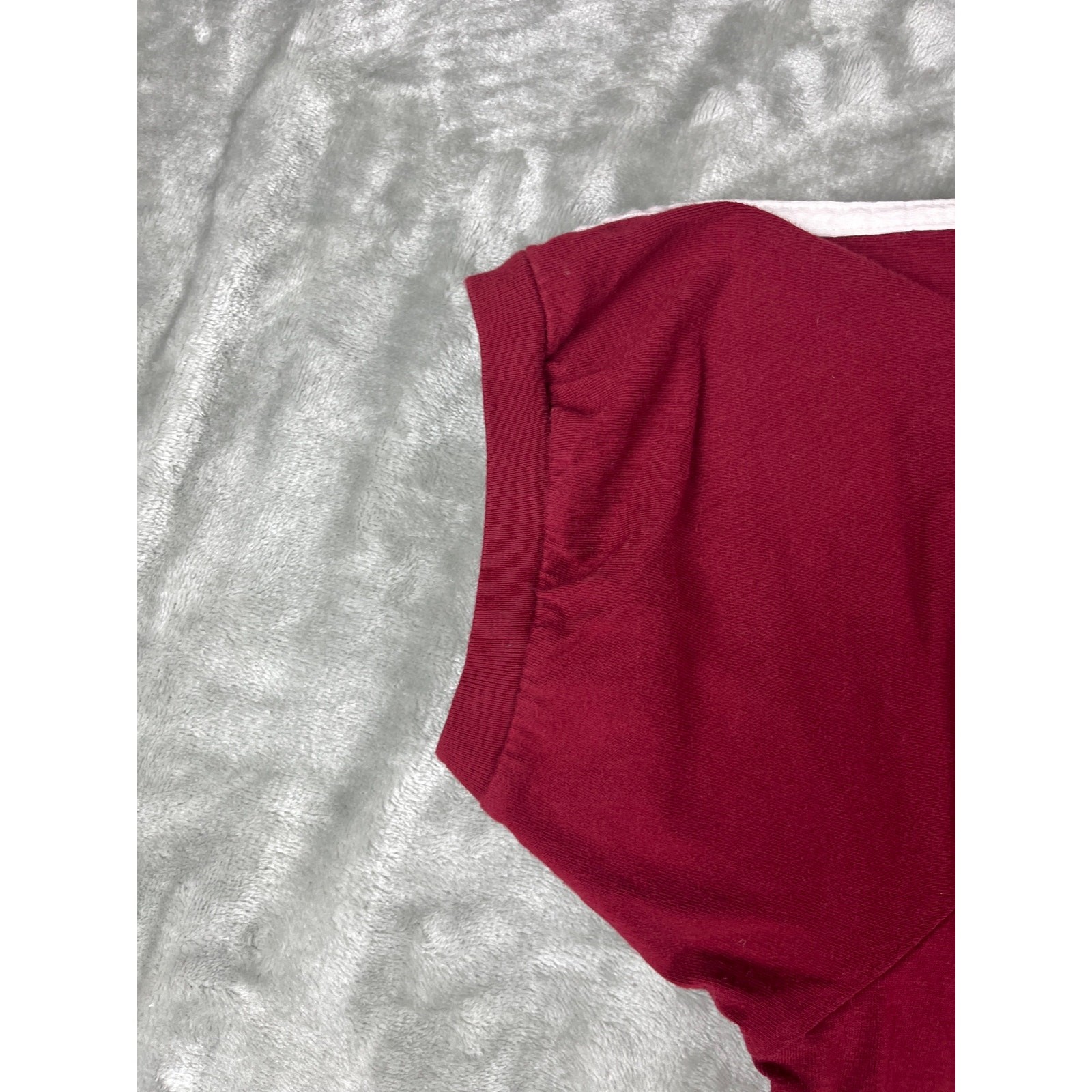 Adidas Originals Trefoil T-Shirt Large L Maroon White 3-Stripes Crewneck Cotton