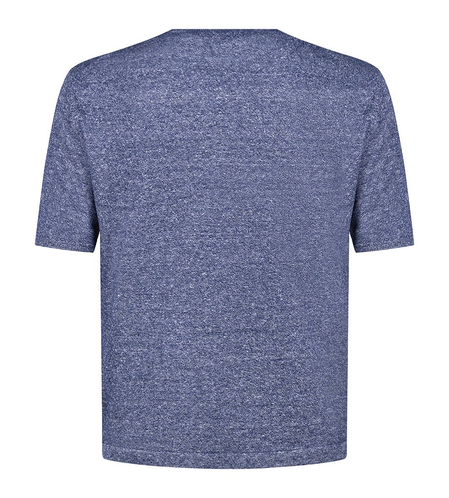 STILE LATINO t-shirt linen cotton EU 56 US 46 blue melange normal fit