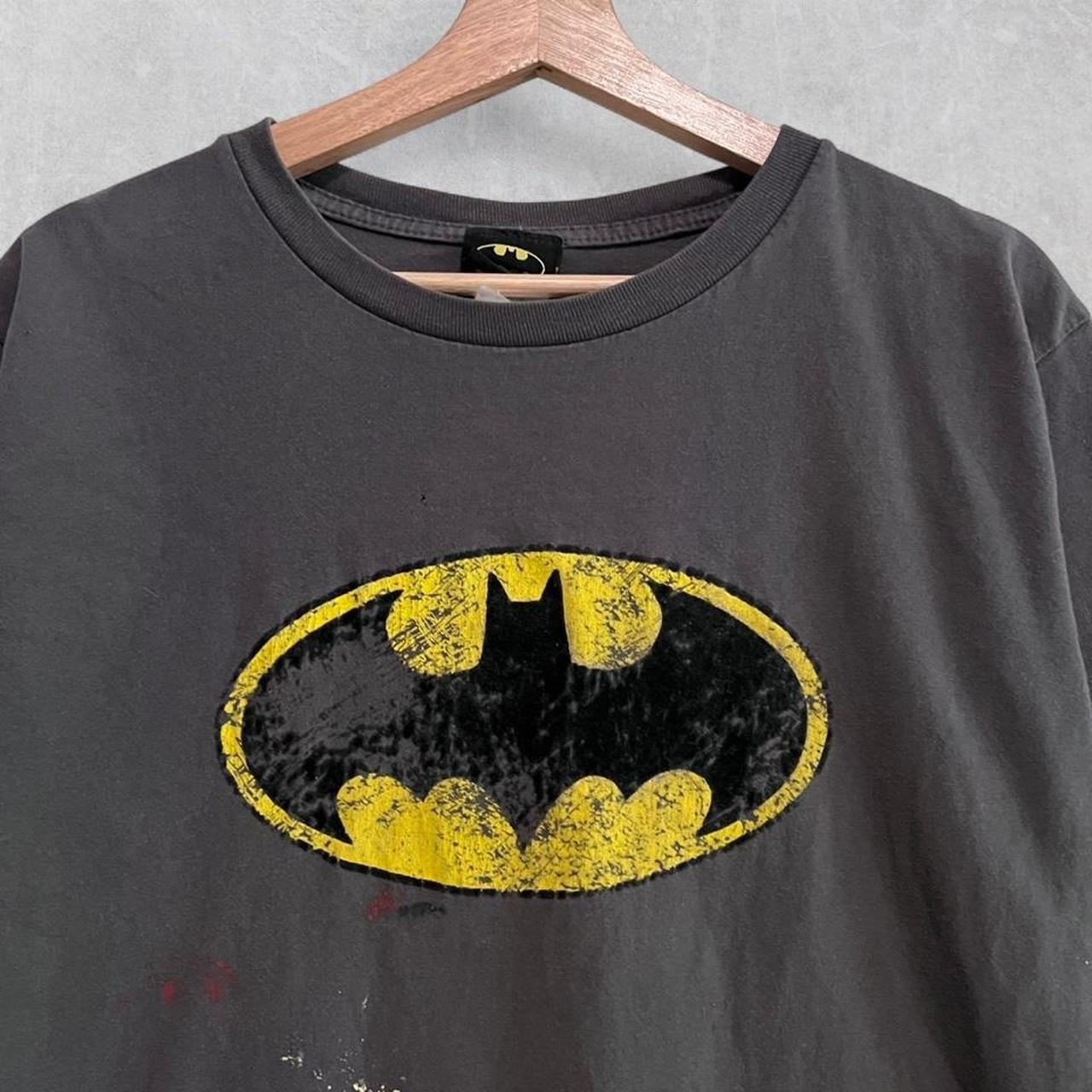 Vintage Batman Logo Distressed Cartoon Comic Promo T Shirt Chopped Size Medium