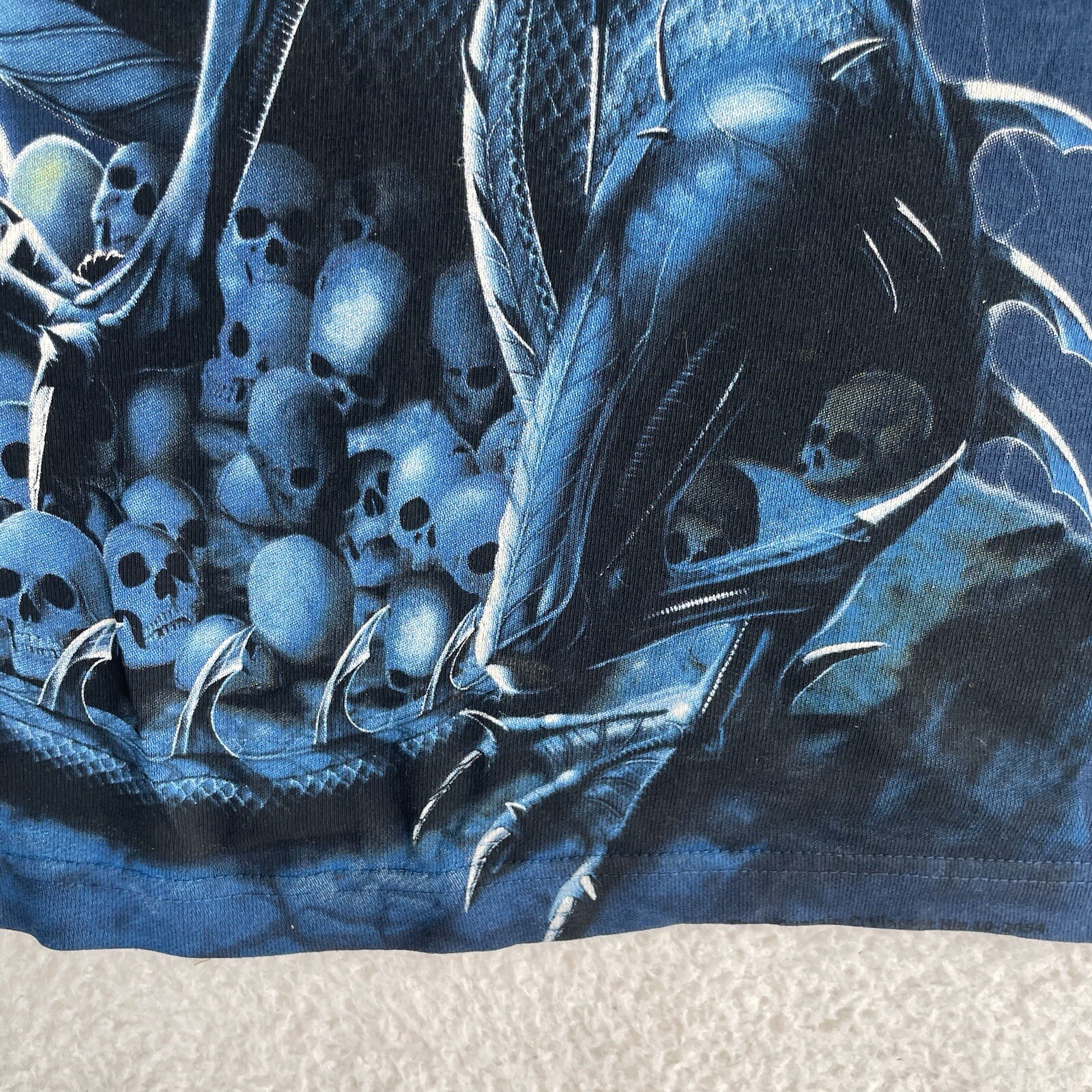 VTG The Mountain Dragon Shirt Mens Medium Tank Top Blue Skulls Fantasy NEW