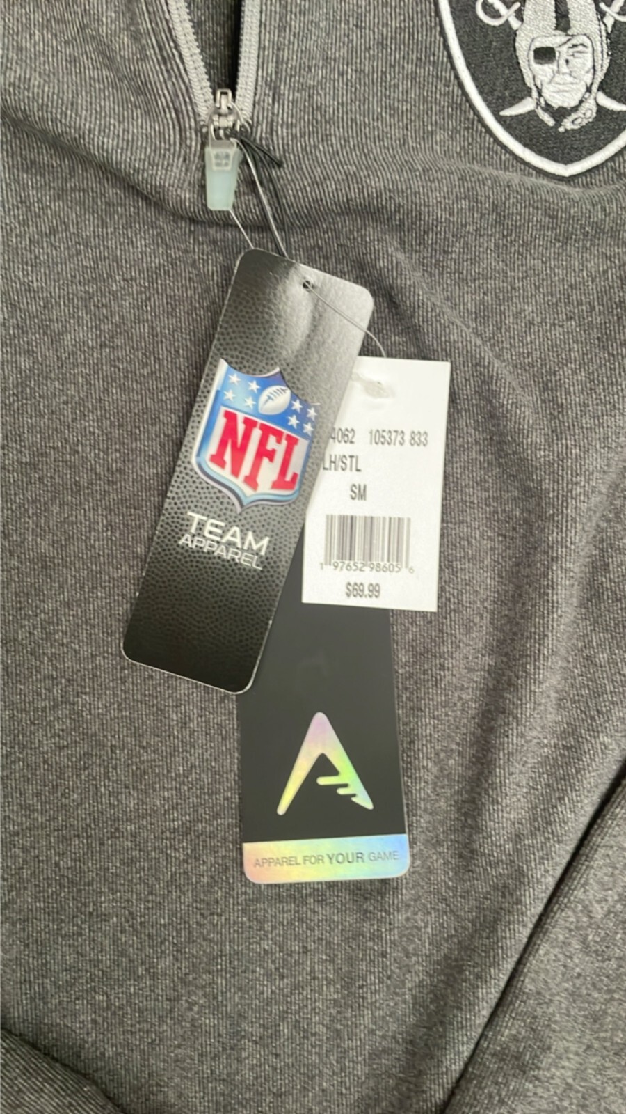 Antigua Men’s Las Vegas Raiders Long Sleeve Quarter Zip Pullover Gray Multi Size