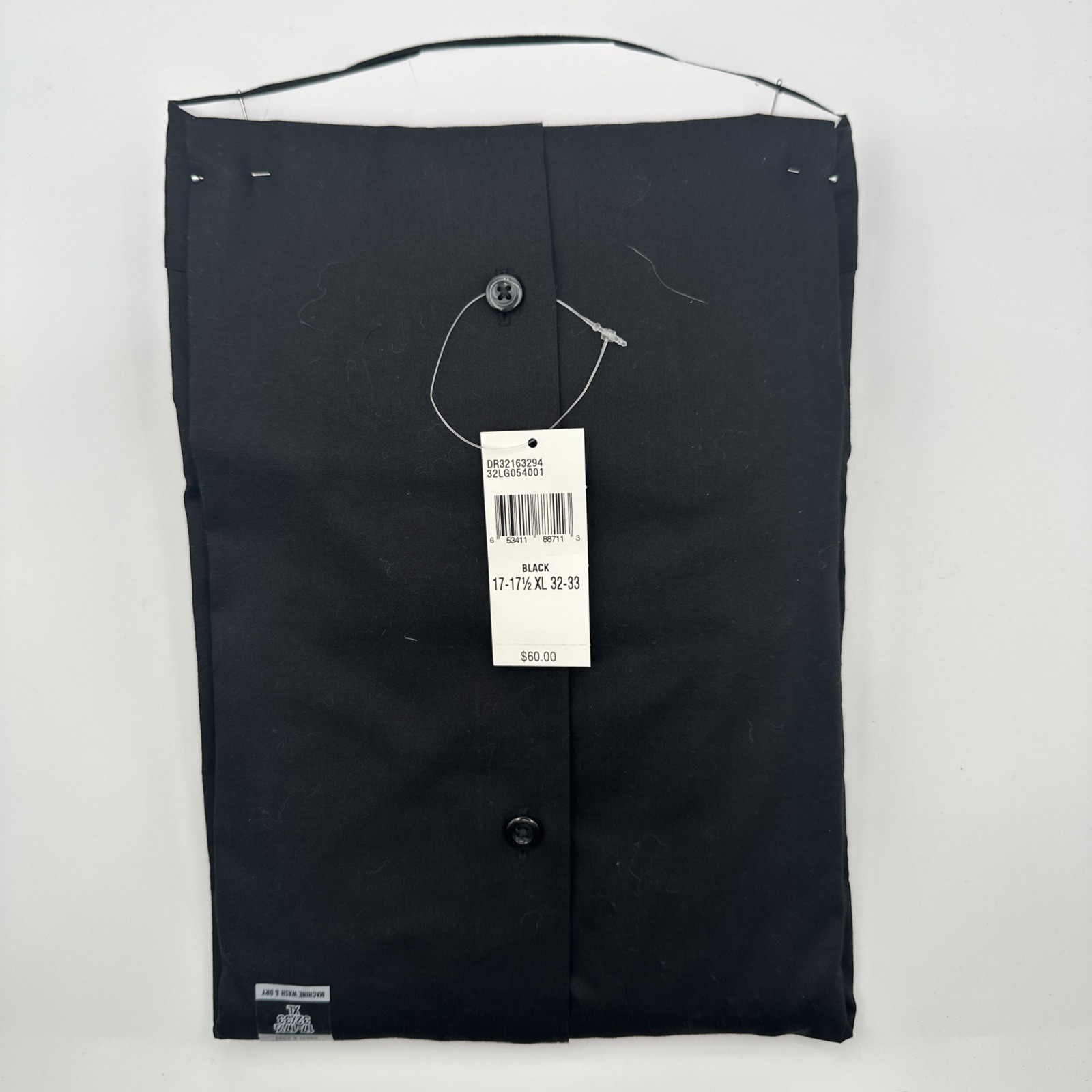 Kenneth Cole Unlisted Black Dress Shirt 17-17.5 32/33 XL New With Tags NWT