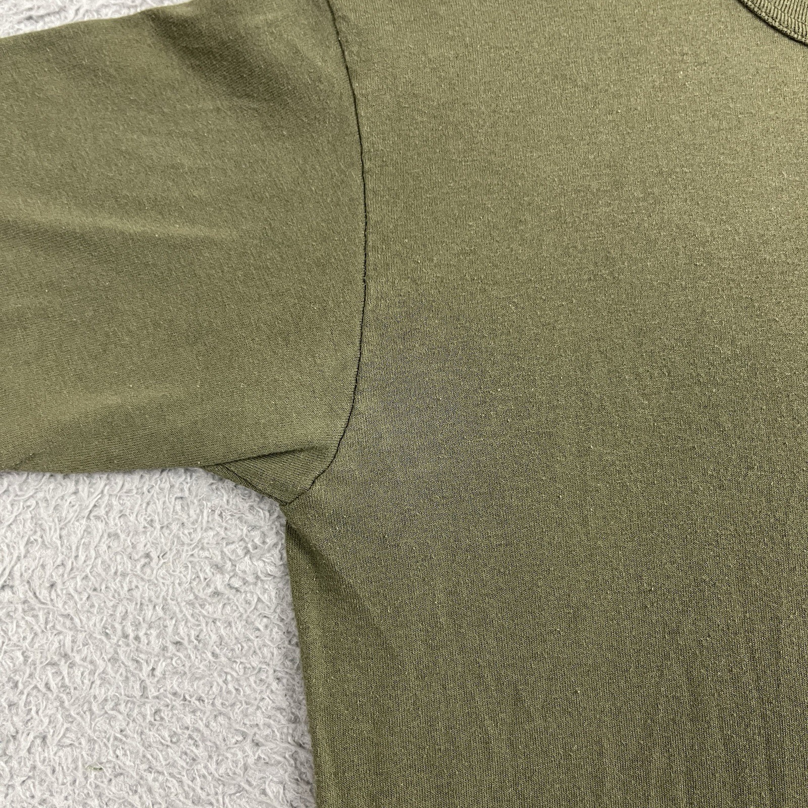 VTG Soffe T Shirt Tag M 17.5” PTP Single Stitch Sleeve Army Green Olive Military