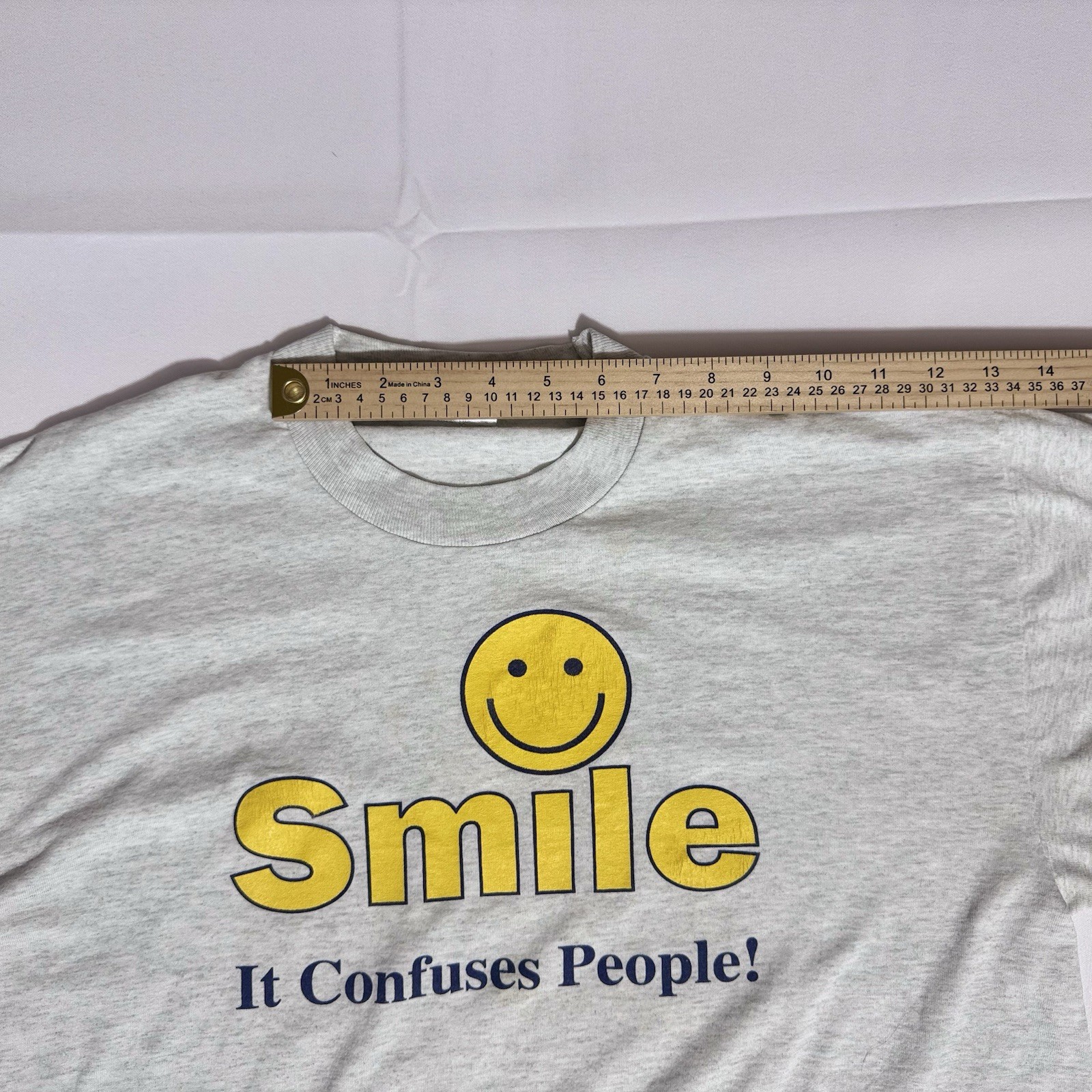 Best Tag VTG Graphic TEE, 50/50, USA, Smiley, Gray, Male/Female, Large