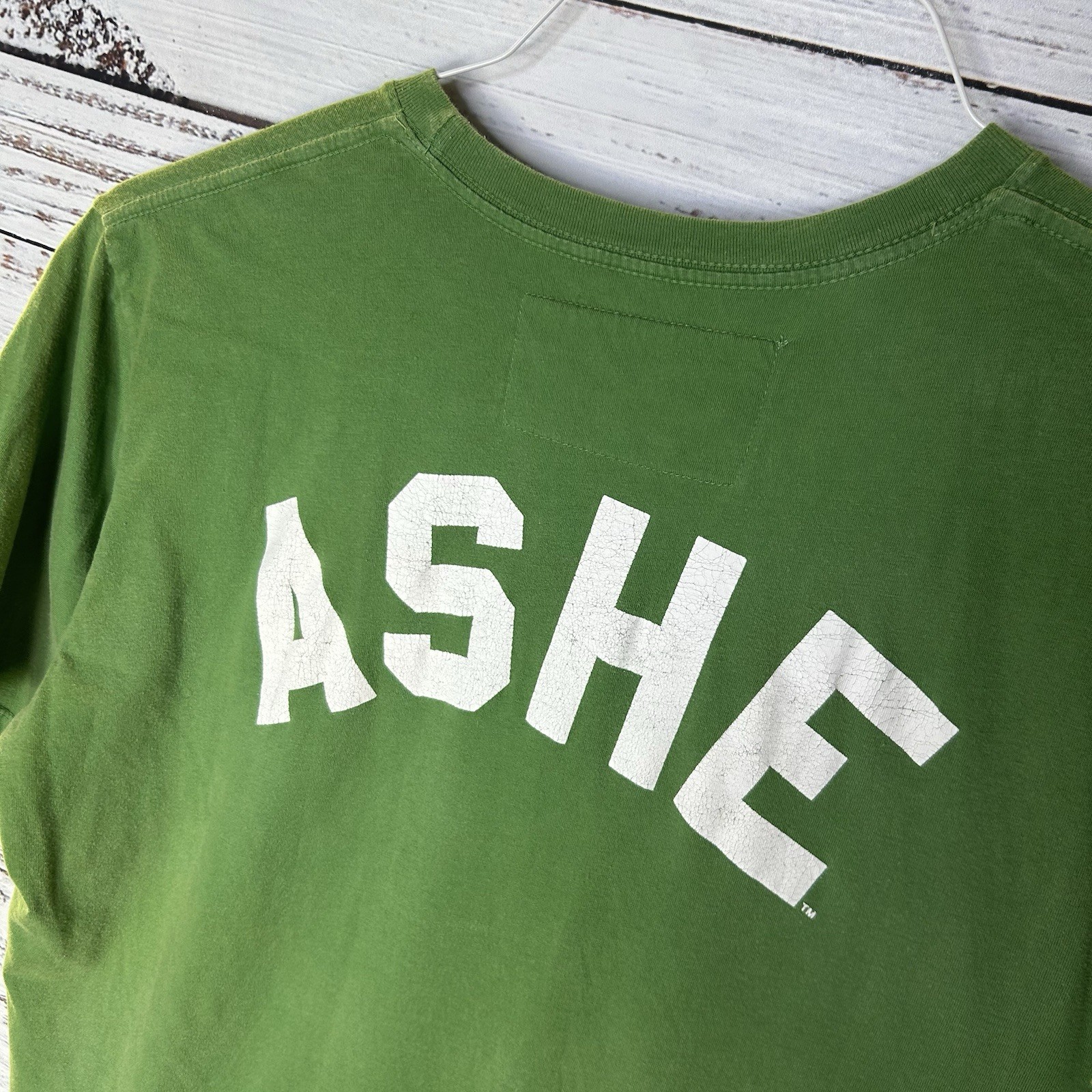 Roots of Fight Arthur Ashe 1968 Double Sided Graphic T-Shirt Green Men’s Large