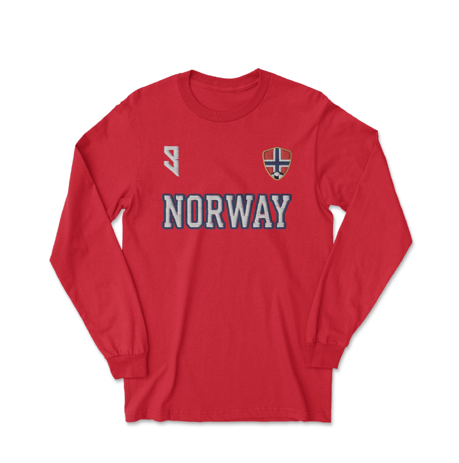 Haaland 9 FAUX EMBROIDERY Norway Soccer 2 Sided Long Sleeve T-Shirt