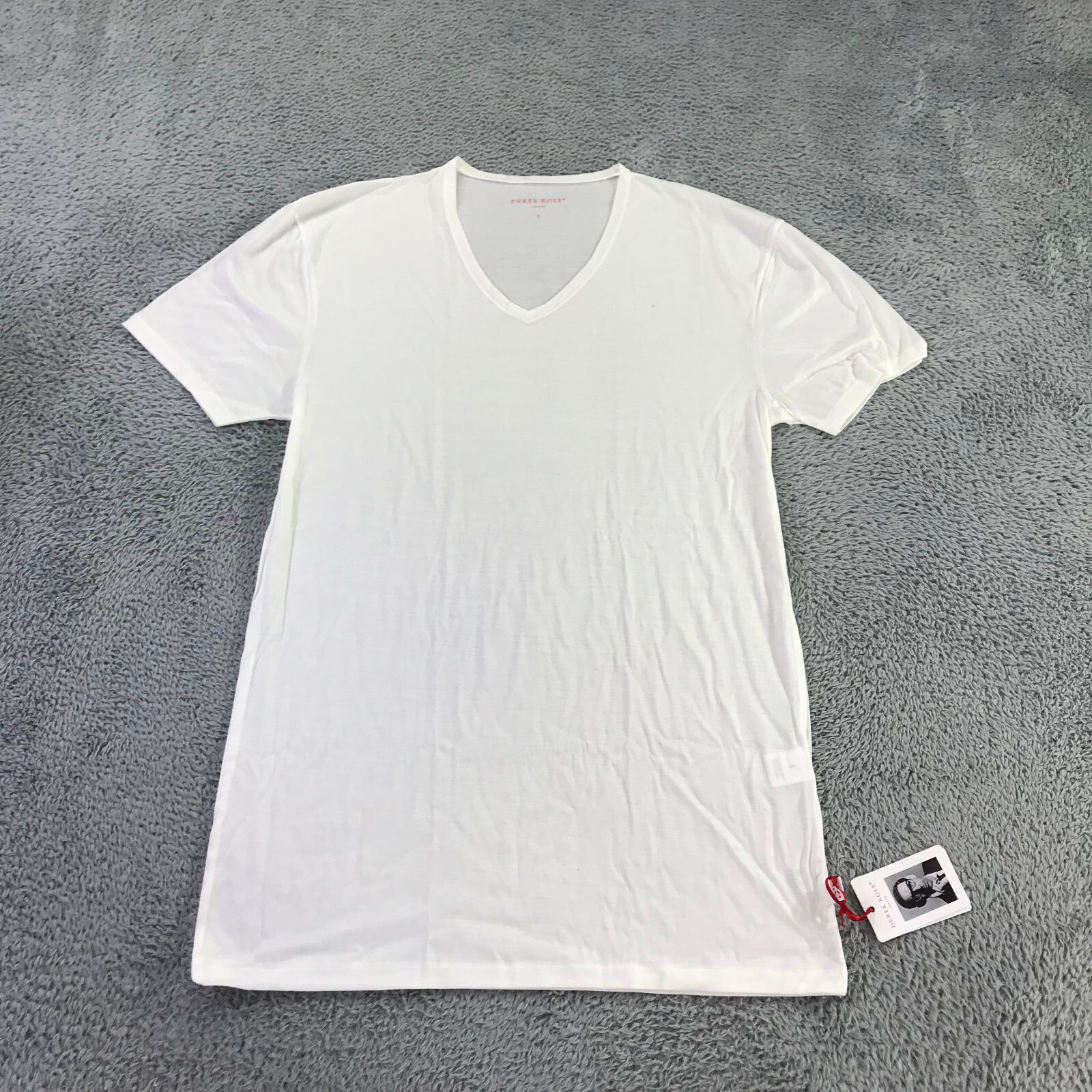 Derek Rose Shirt Mens Small London T-Shirt $ 115 Short Sleeve Tee V Neck Cotton