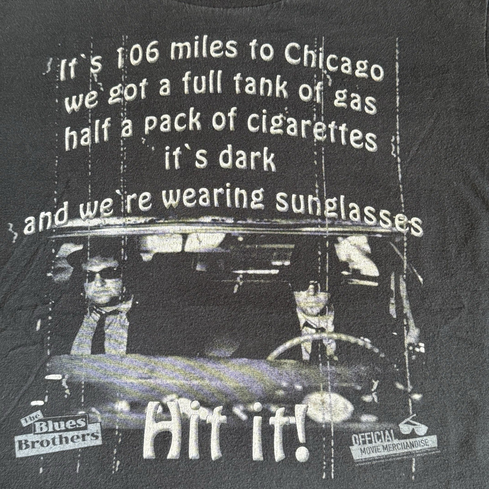 BLUES BROTHERS 106 Miles To Chicago Licensed Movie T-Shirt. SMALL Preowned NV