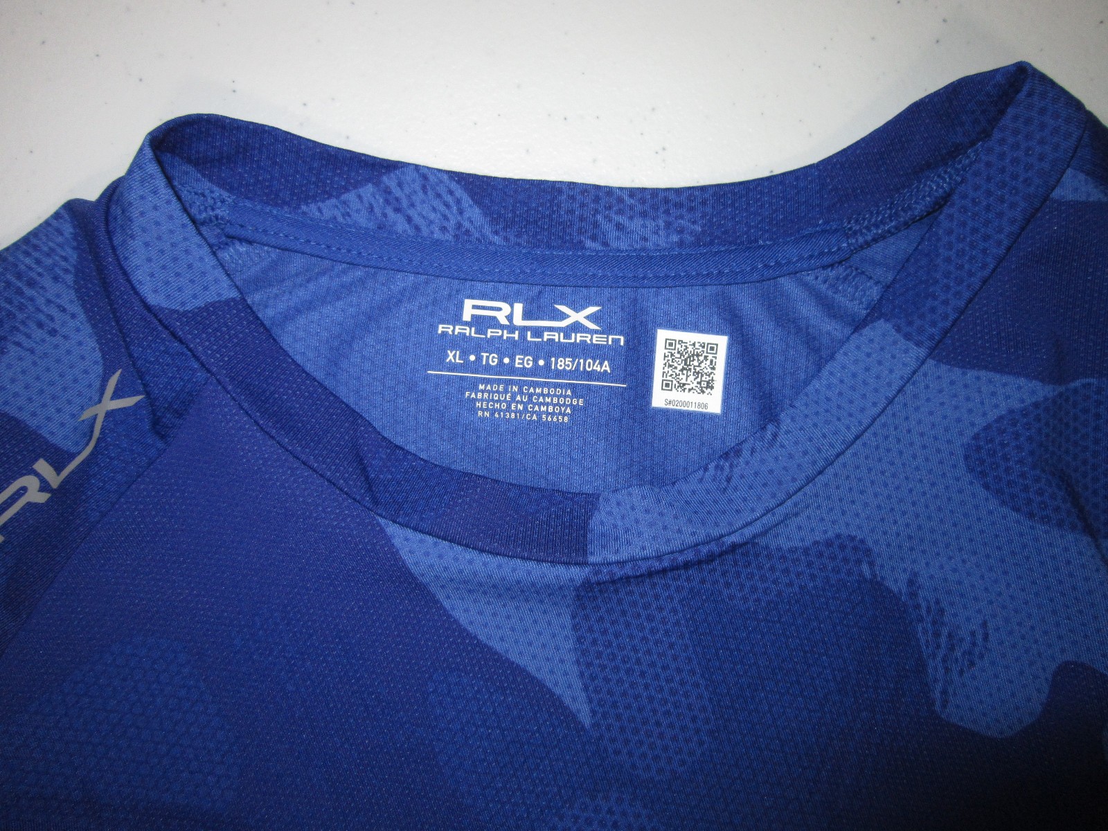 RLX RALPH LAUREN Performance Tee T-Shirt Long Sleeve Camo Blue Sz XL $138