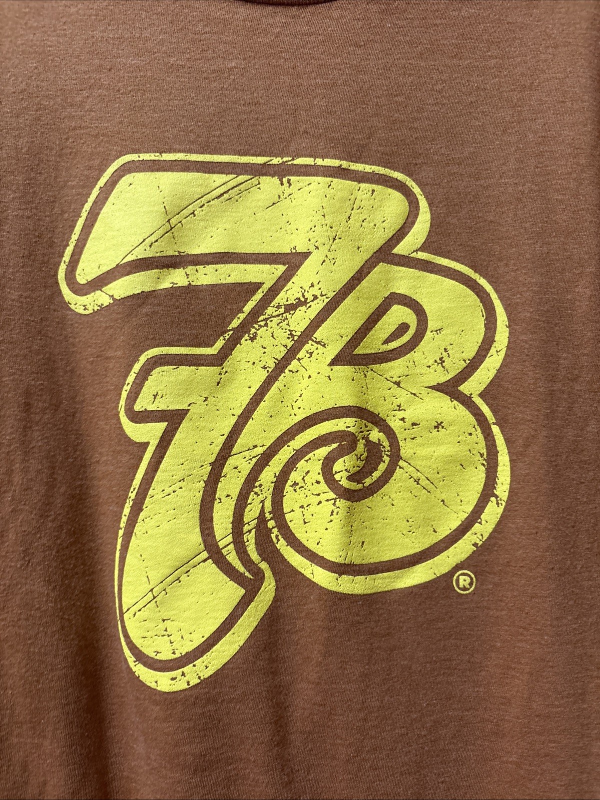 7 brew coffee Tee shirt Burnt Orange & Yellow XL