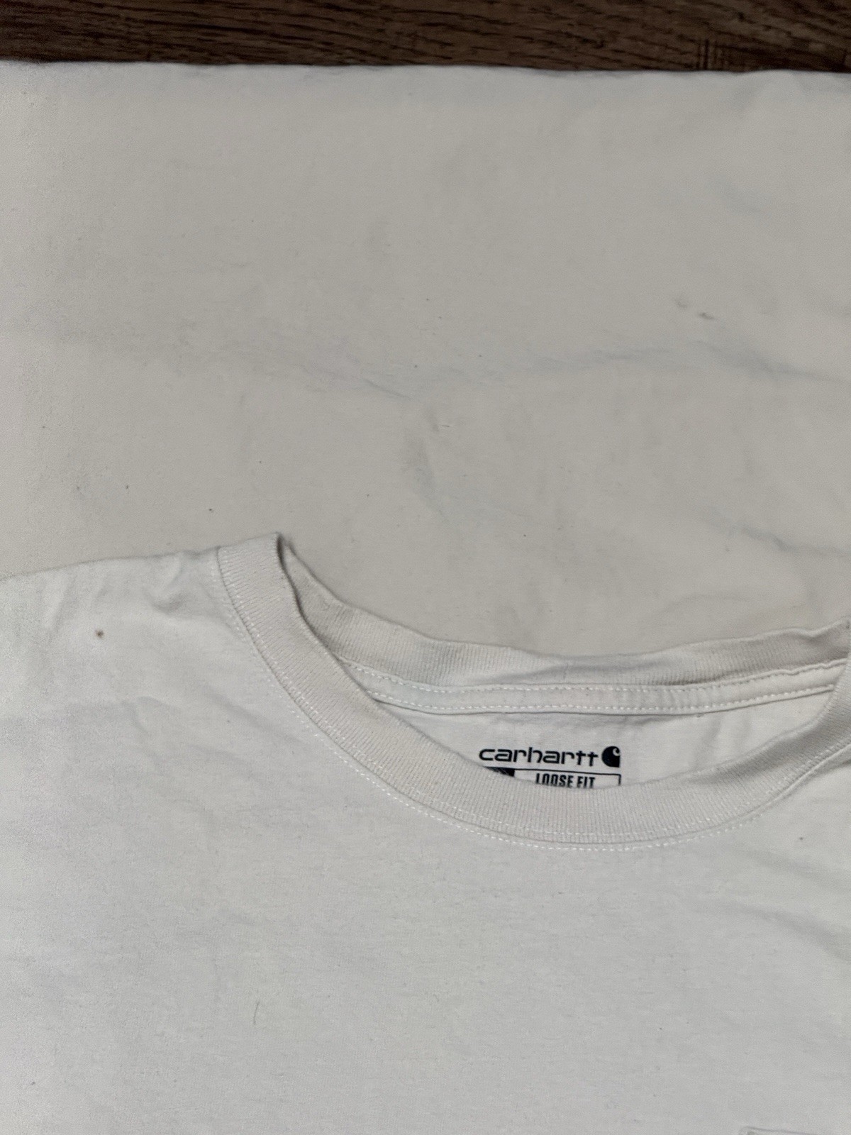 Carhartt White Solid Logo Pocket Crew Neck Long Sleeve T-Shirt, Men’s 2XL