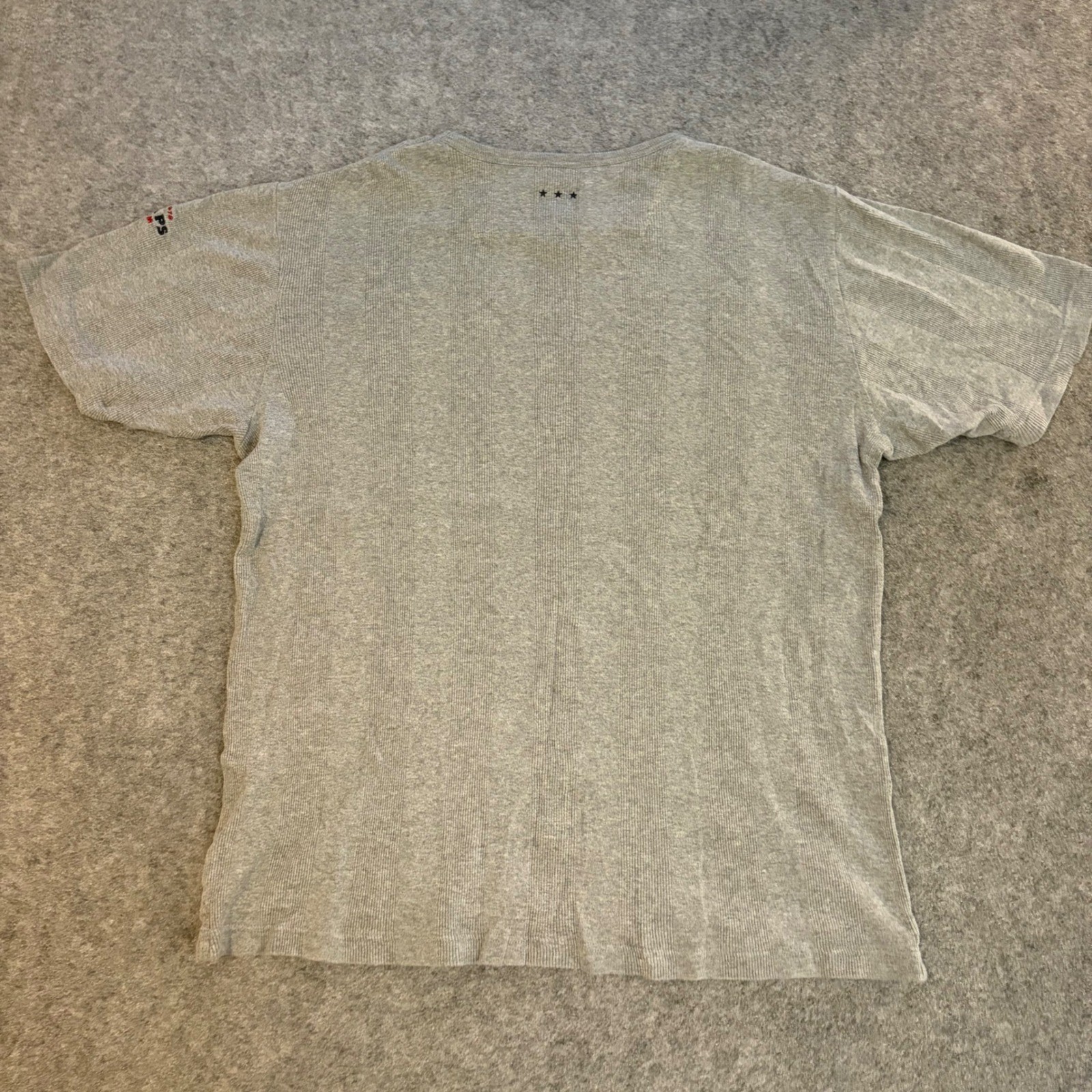 Chaps Denim Gray V-Neck Ribbed Short Sleeve T-Shirt Cotton Solid Adult Large