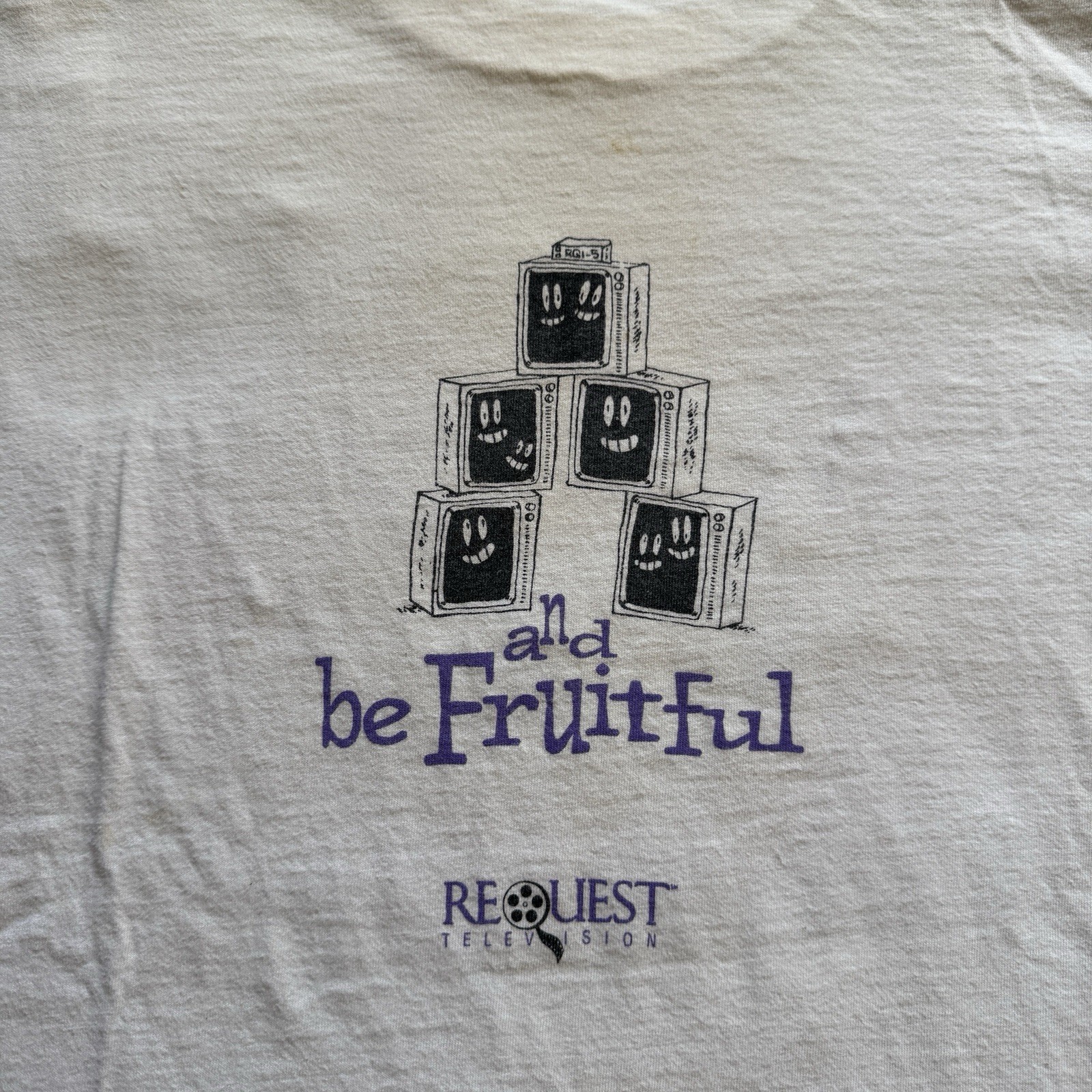 Vintage 90s Tech promo Be Fruitful Multiply Request Television TV Mens XL USA