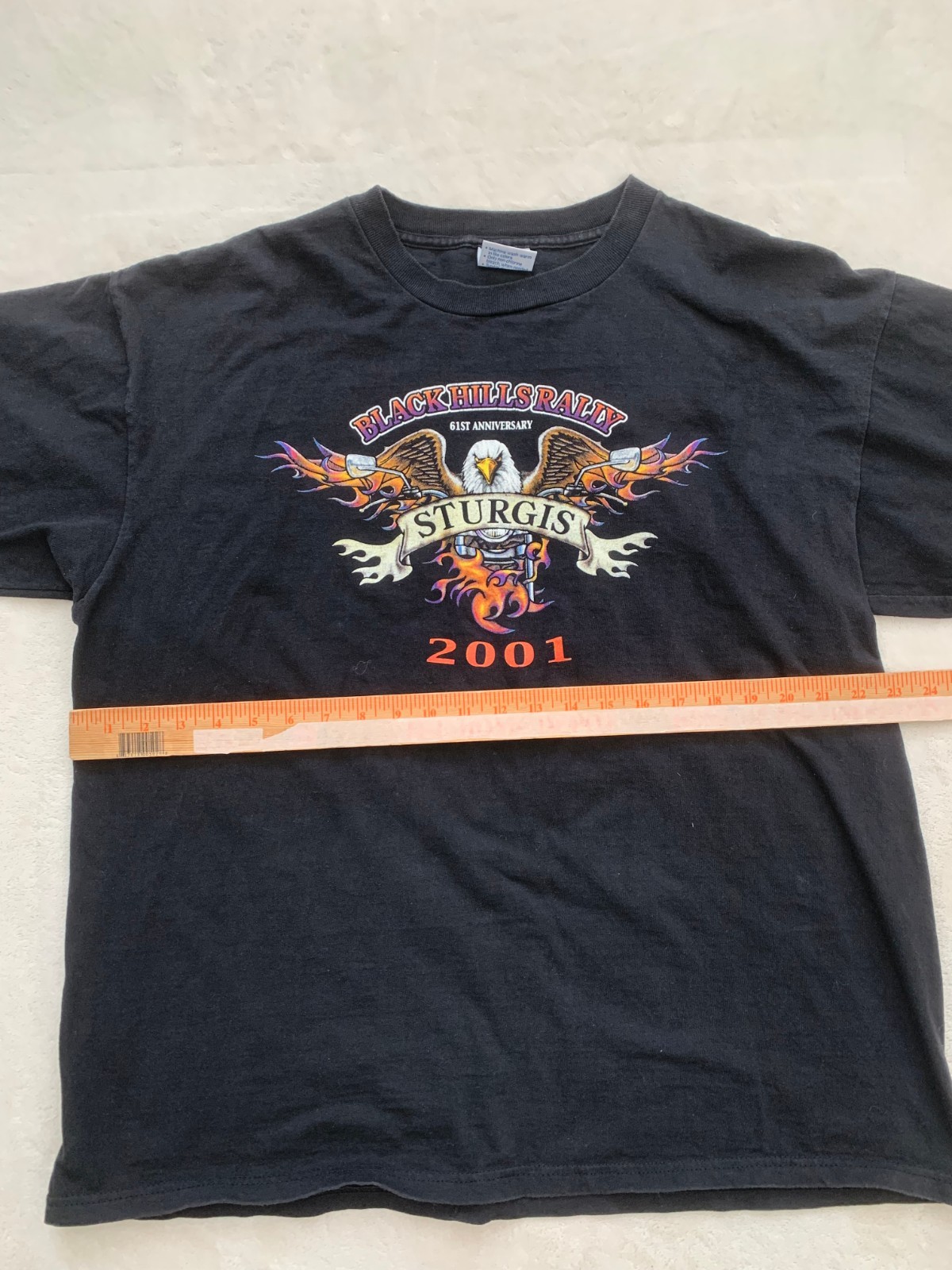 Vintage Sturgis Shirt Men XL Black Hills Rally 2001 Cotton Eagle Motorcycle Fire