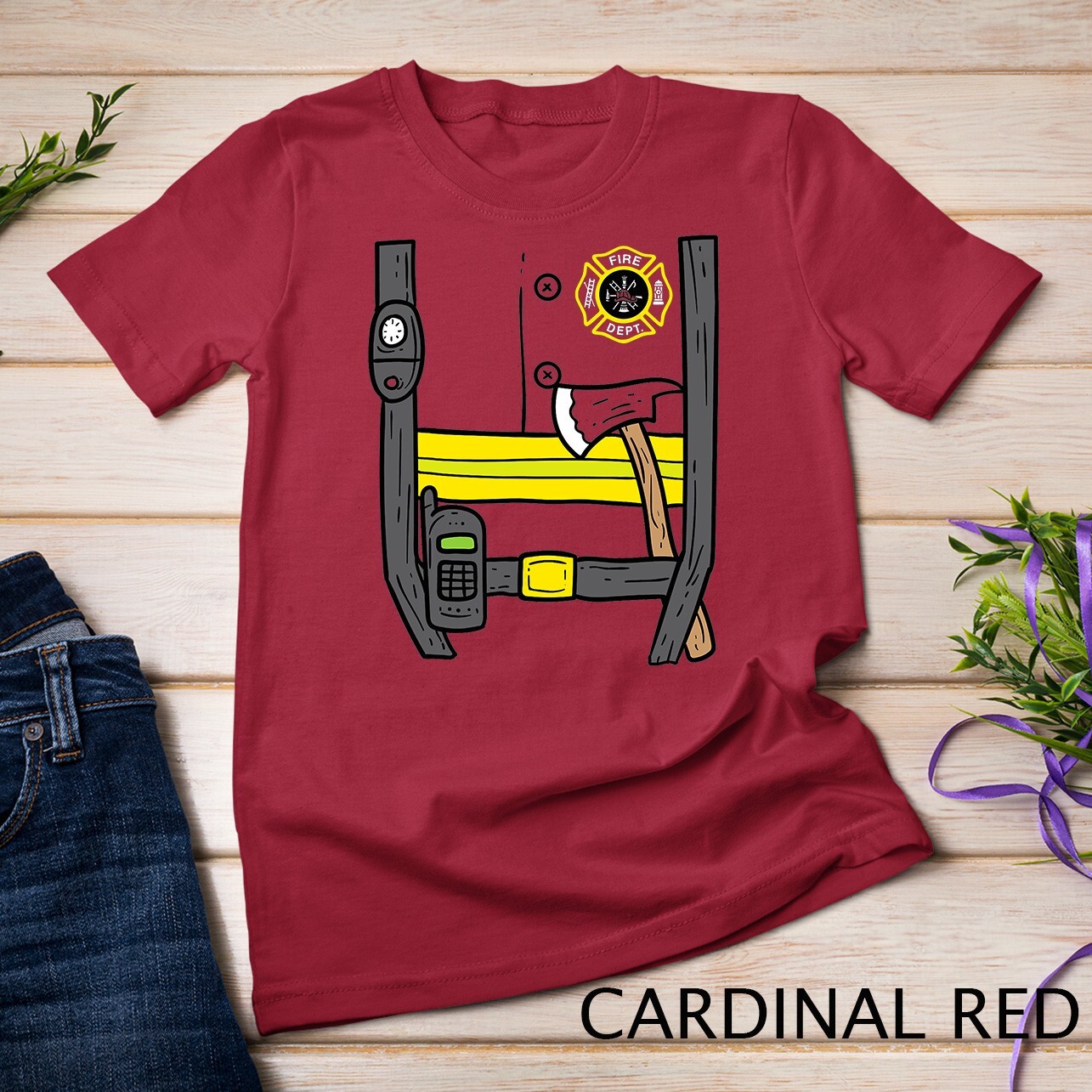 Firefighter Fireman Easy Lazy DIY Halloween Costume Boys T-Shirt Unisex T-shirt