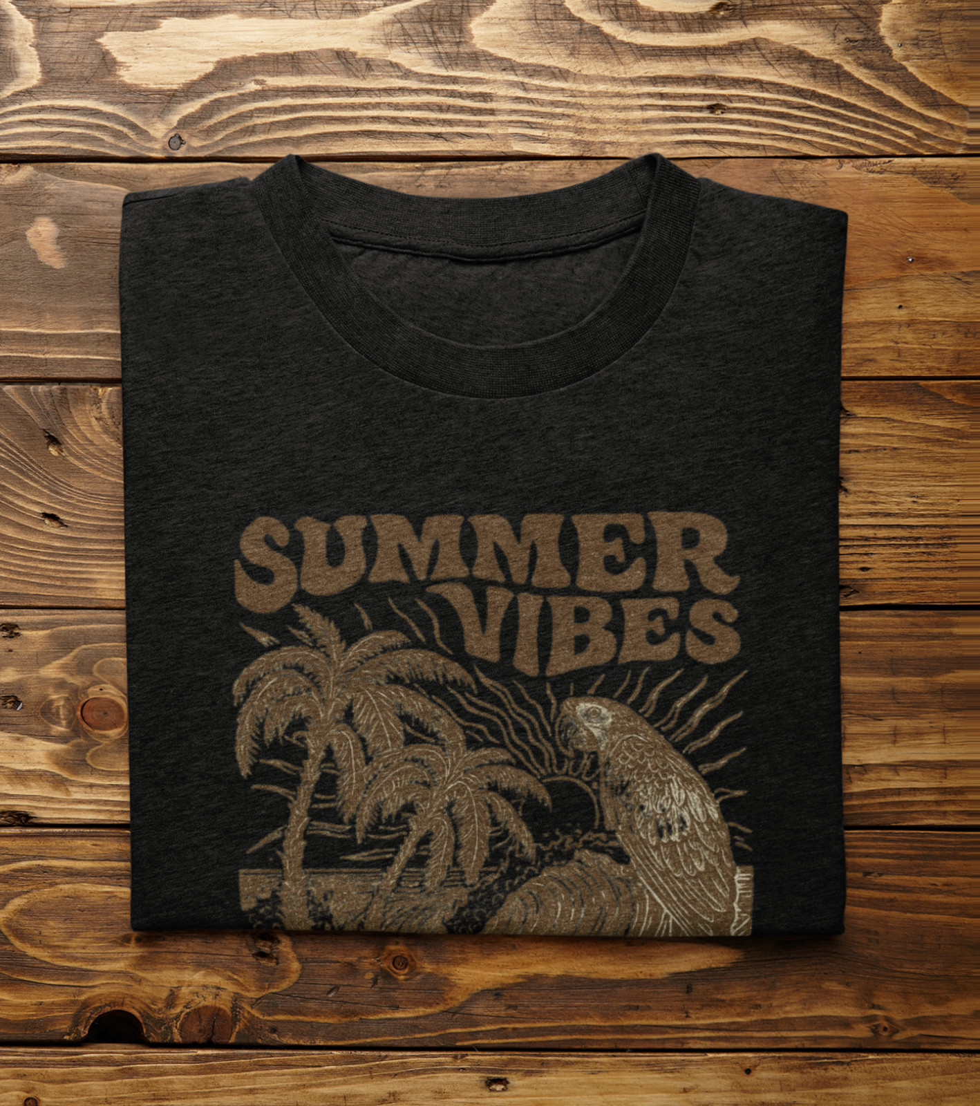 Summer Vibes Hawaii Beach Graphic T-Shirt Retro Parrot Surf Design Unisex A119