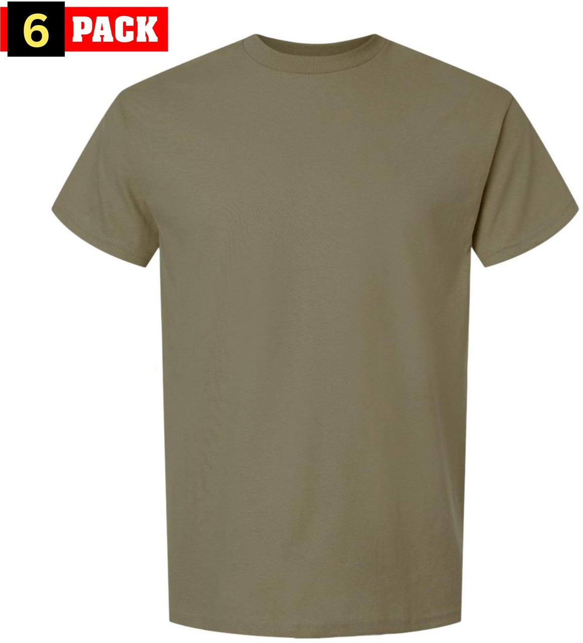 AR 670-1 Army Compliant Coyote Brown Mens Military T-Shirt 100% Cotton, 6-Pack