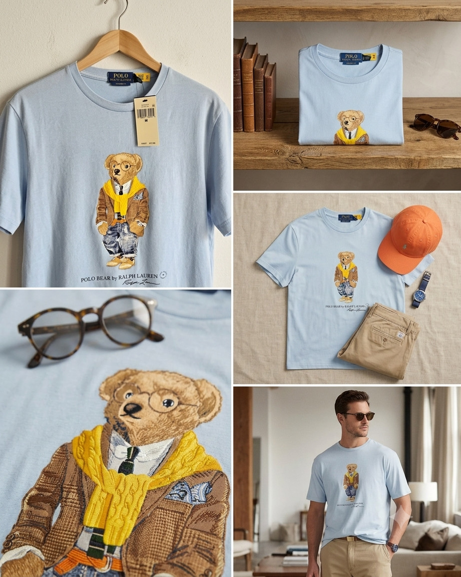 Polo Ralph Lauren Men`s Polo Bear Tee T-Shirt Blue