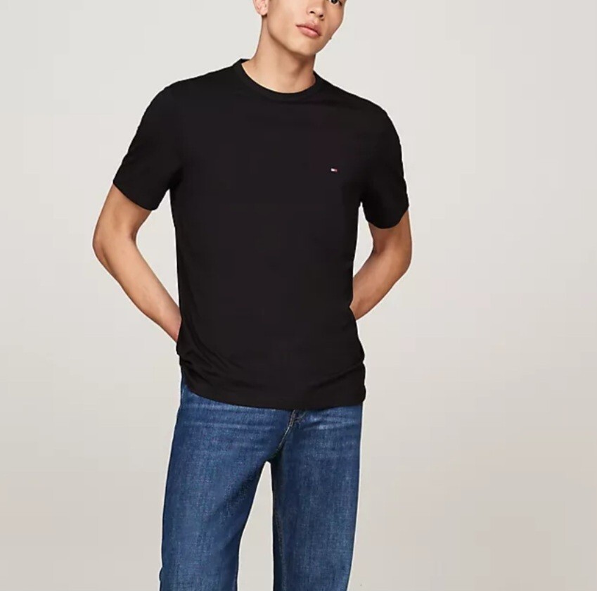 Tommy Hilfiger Mens Small Tshirts Core Flag Crew-neck Classic Black New W Tags