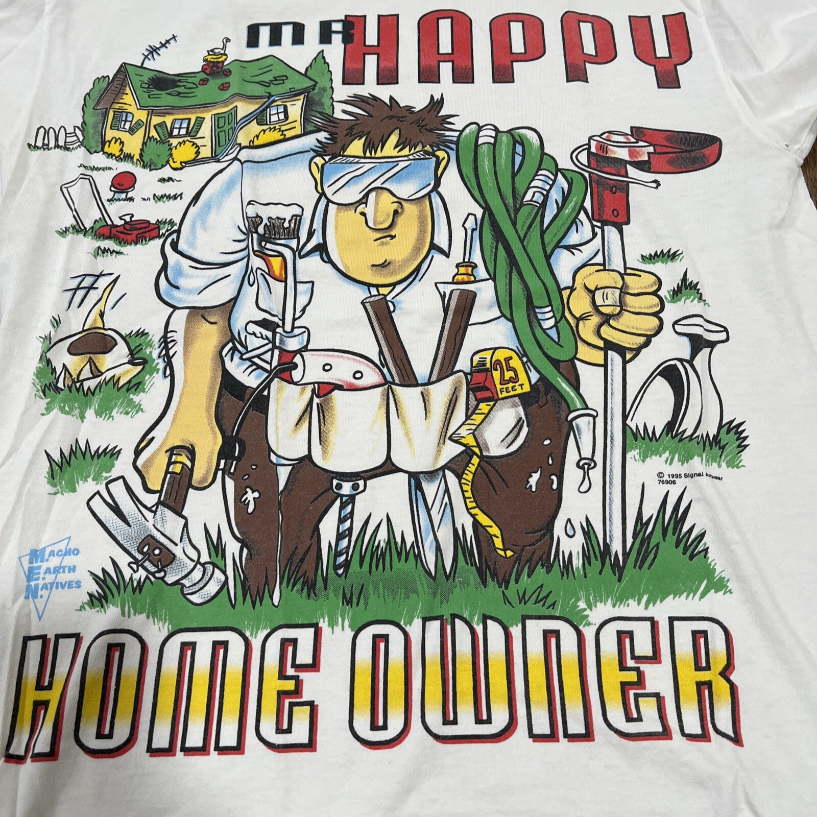 Signal Sports Size M 1995 Vintage Happy Homeowner Funny T Shirt
