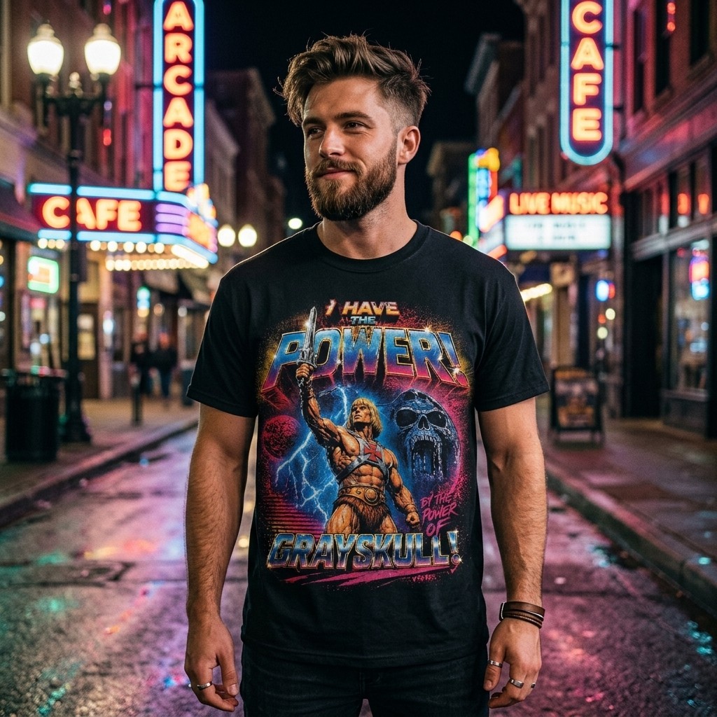 He-Man I Have The Power T-Shirt, Vintage 80s Cartoon Masters of the Universe Tee