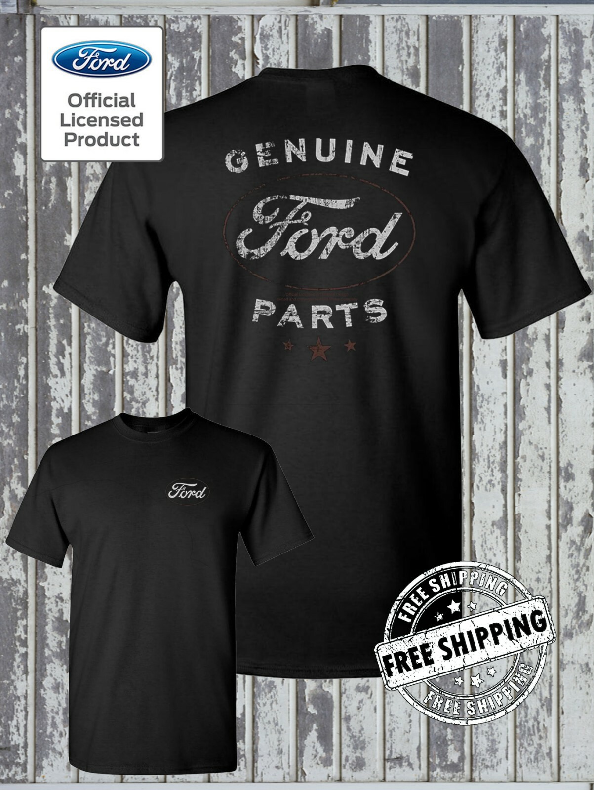 Ford Genuine Parts Retro / Vintage Logo T-Shirt -Mustang F-150 Official Licensed