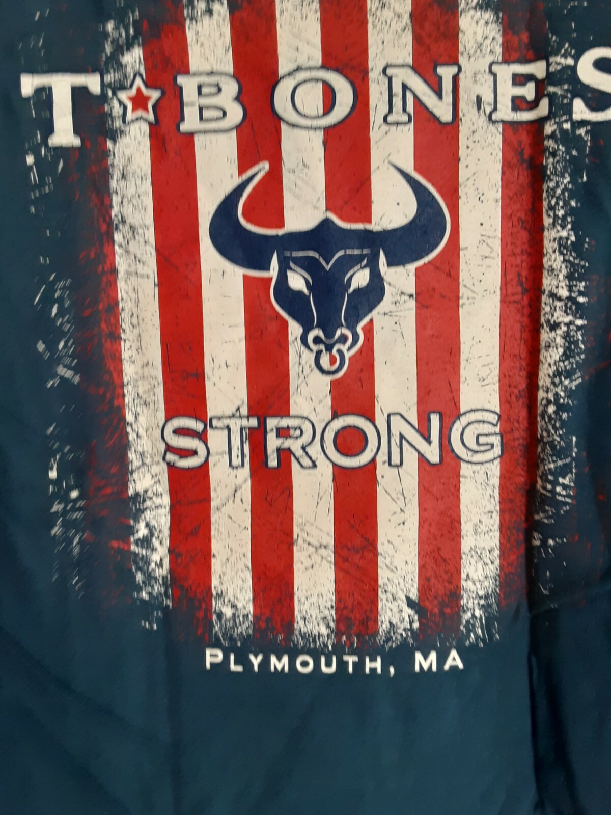 T-BONES STRONG (Plymouth MA ShortSleeve Next Level TShirt Soldier Blue Size S