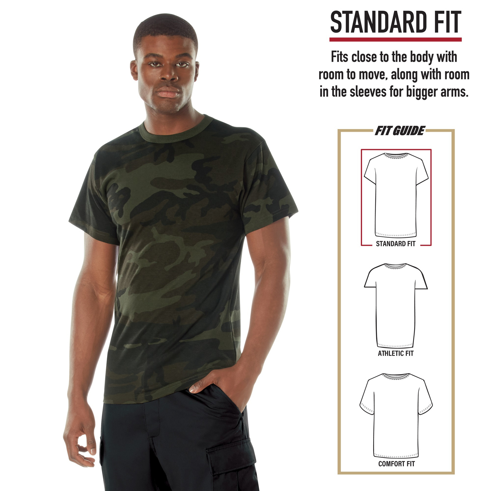 Men’s Midnight Woodland Camo T-Shirt – Stealth Ops Camouflage Short Sleeve Tee