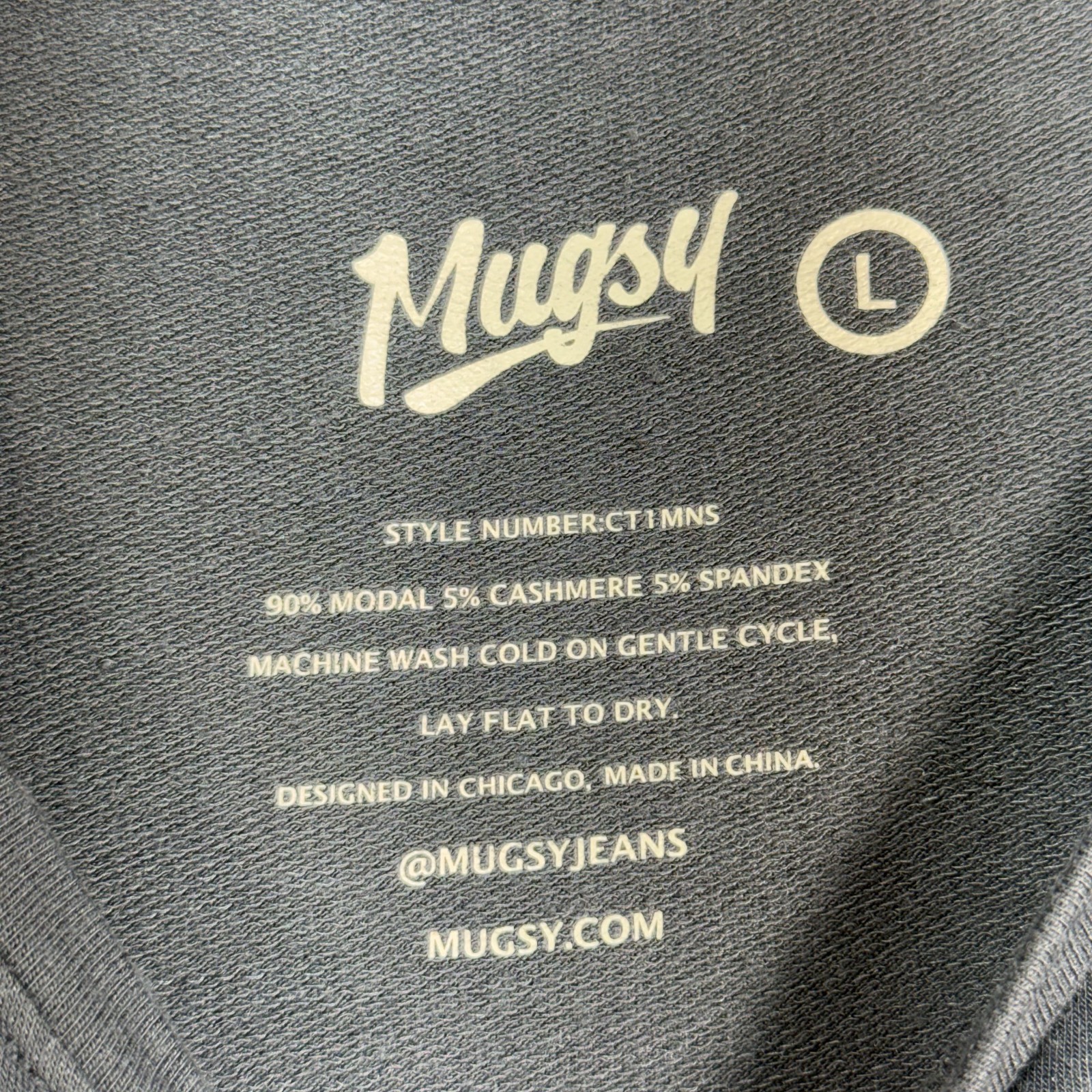 Mugsy Cashtech Henley Shirt Mens Large Blue Stripped Modal Cashmere Stretch Soft