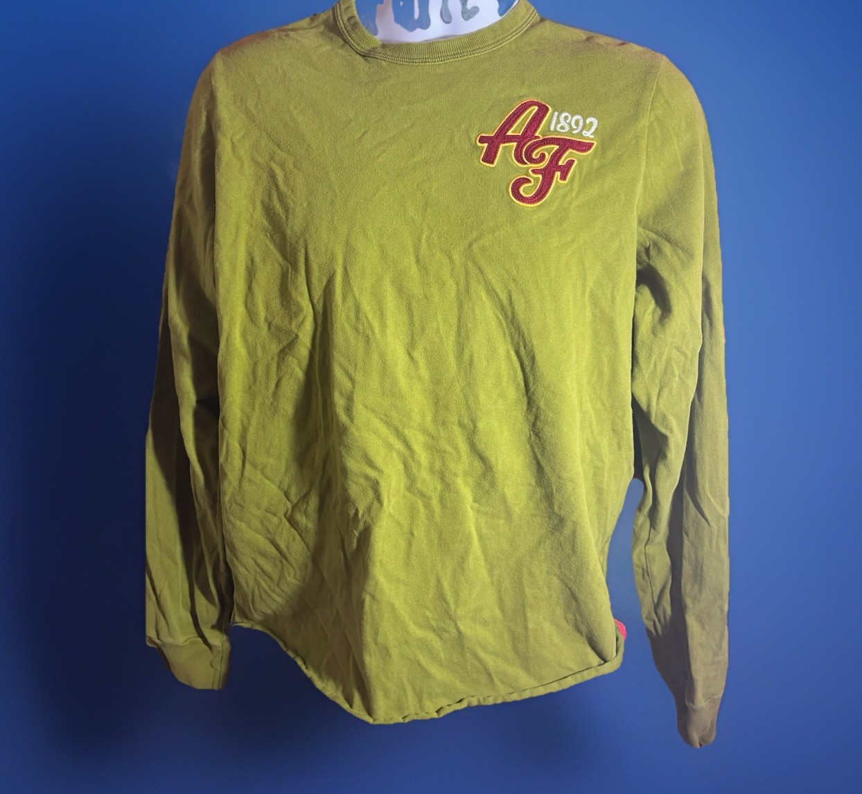 Abercrombie & Fitch VTG Long Sleeve Tee Apple Green Chest Logo Men’s Size Large