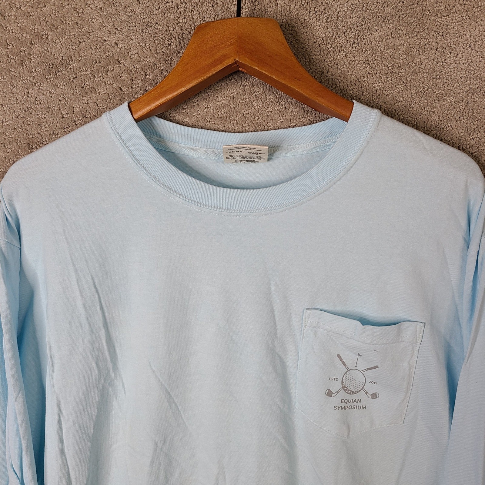 Comfort Colors Shirt Mens Large Blue Equian Symposium Kaiwah Island Long Sleeve