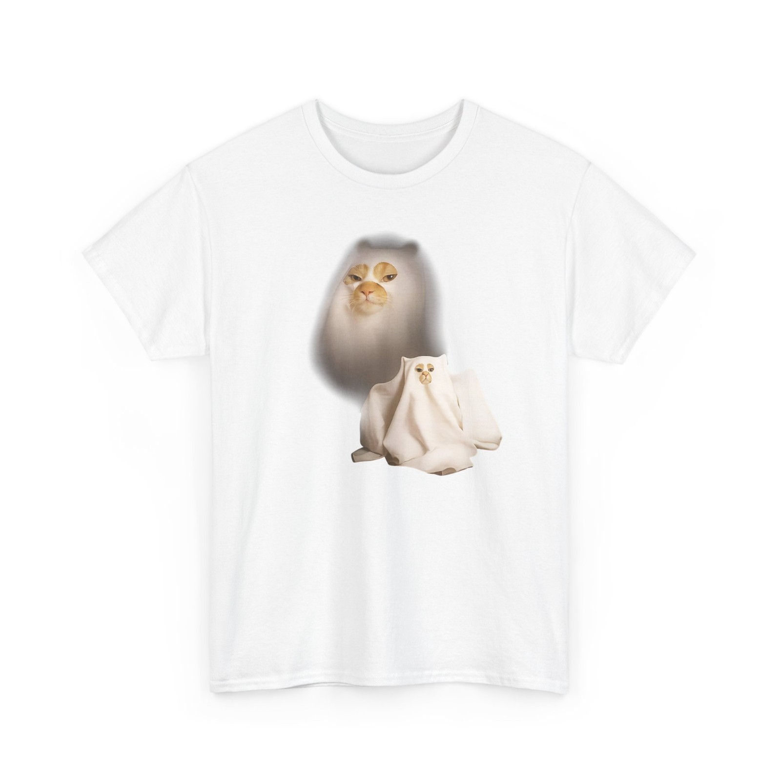 Ghost Cat Meme Funny Halloween Men Women Kids T-Shirt