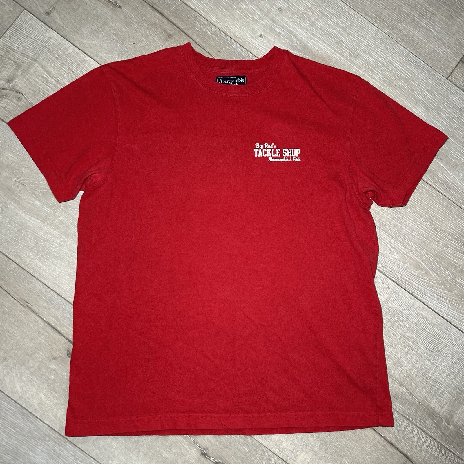 VTG Abercrombie Fitch Big Rods Tackle Shop T Shirt Red XL Y2K Vanity Humor