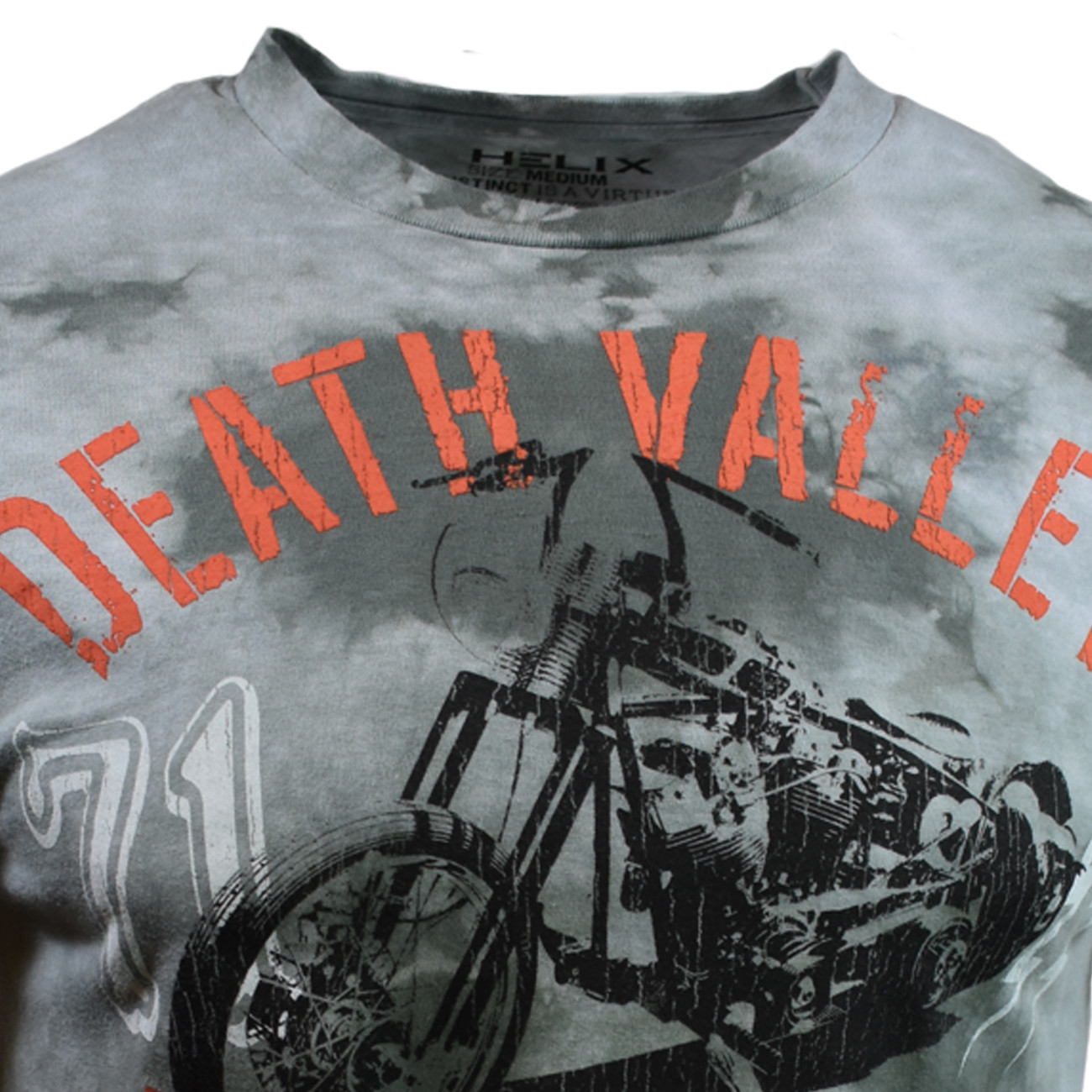 DEATH VALLEY Men’s T-shirt- CA Desert Speedway 1971 Motorcycle -GRAY TIE DYE