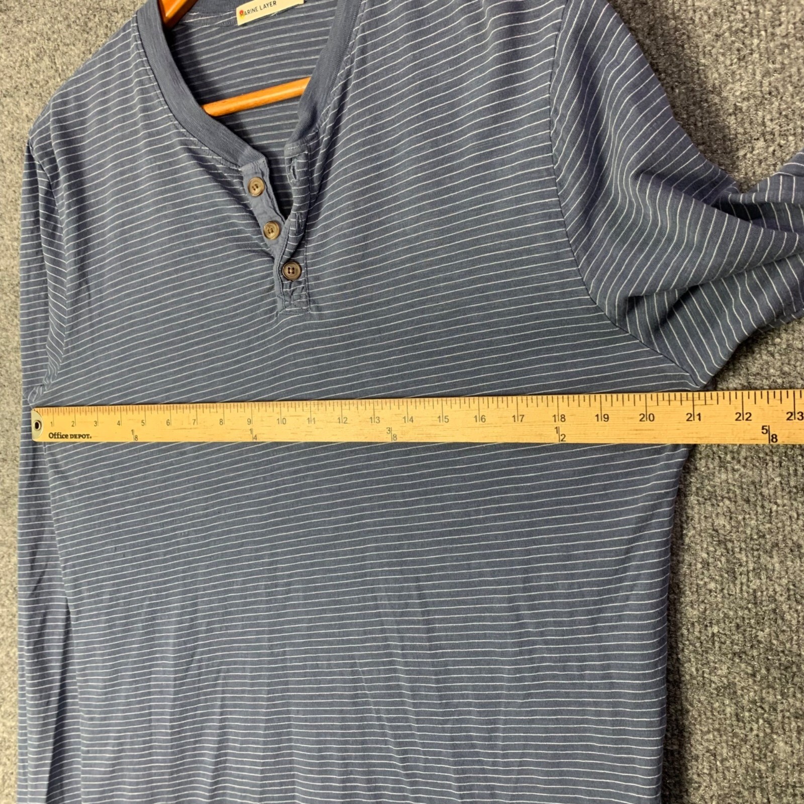 Marine Layer Henley Shirt Men Sz Medium Striped Long Sleeve Pullover